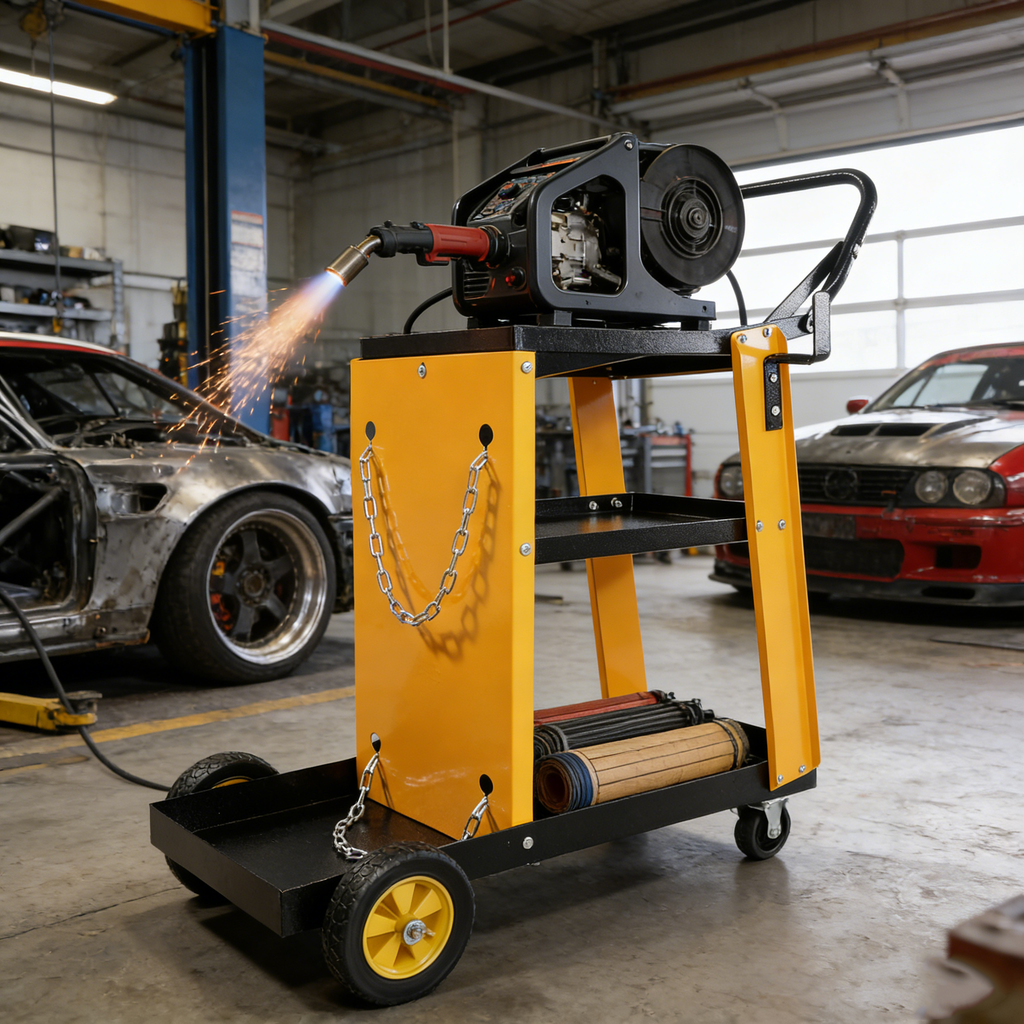 Multi Function 3 tier Welding Cart. gas bottle and accessory storage.Welding Heavy Duty  Cart for Tig Mig Welder and Plasma Cutter  with Upgrade Handles and Increase Storage Space Tank Storage