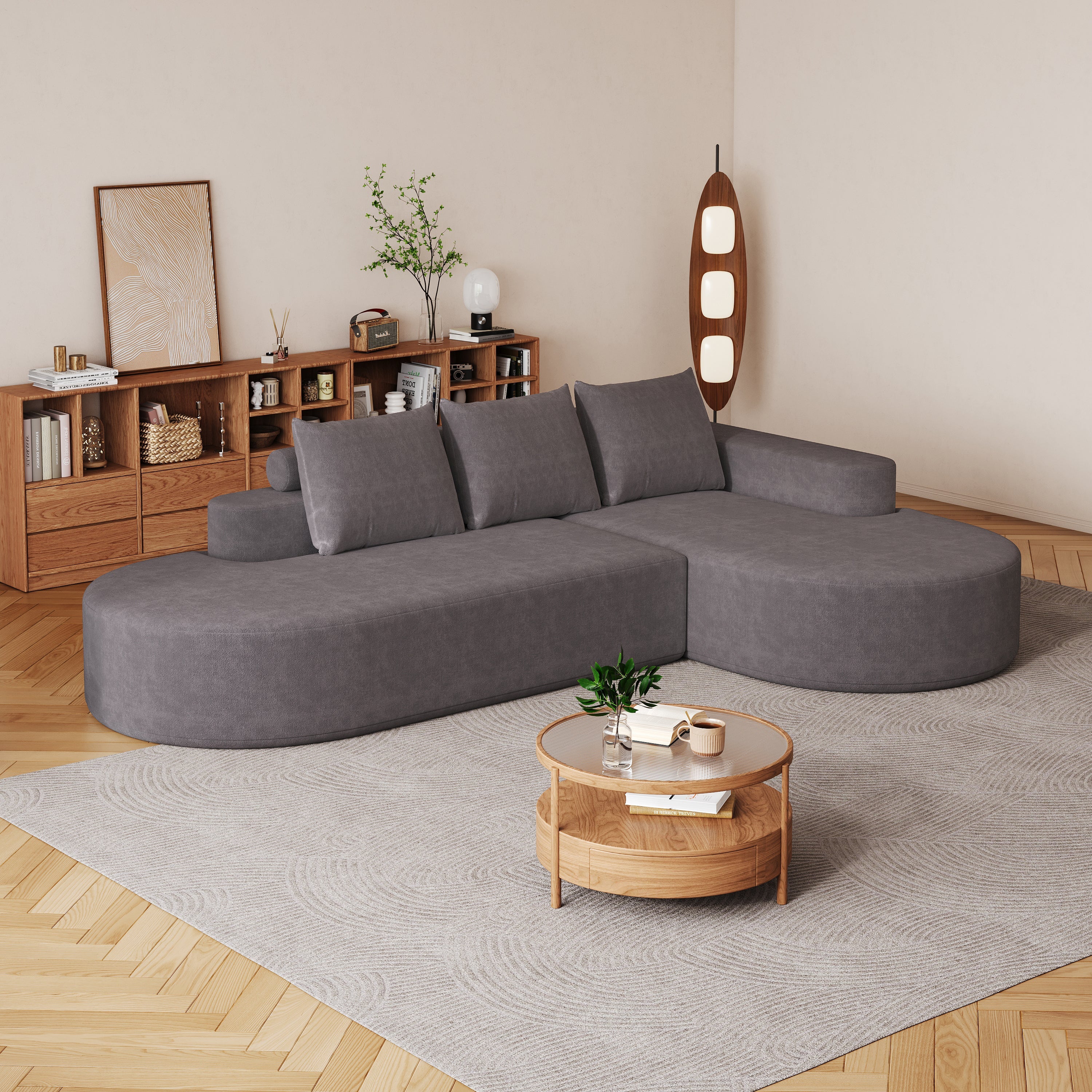 Modern Curved sofa ,Chenille Upholstered Sectional Sofa Couch Set,Modular 108.5' L Shaped Sectional Living Room Sofa Set With 3 Pillows,Free Combination Sofa Couch for Living Room,Bedroom