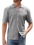 Openwork Button Down Short Sleeve Shirt