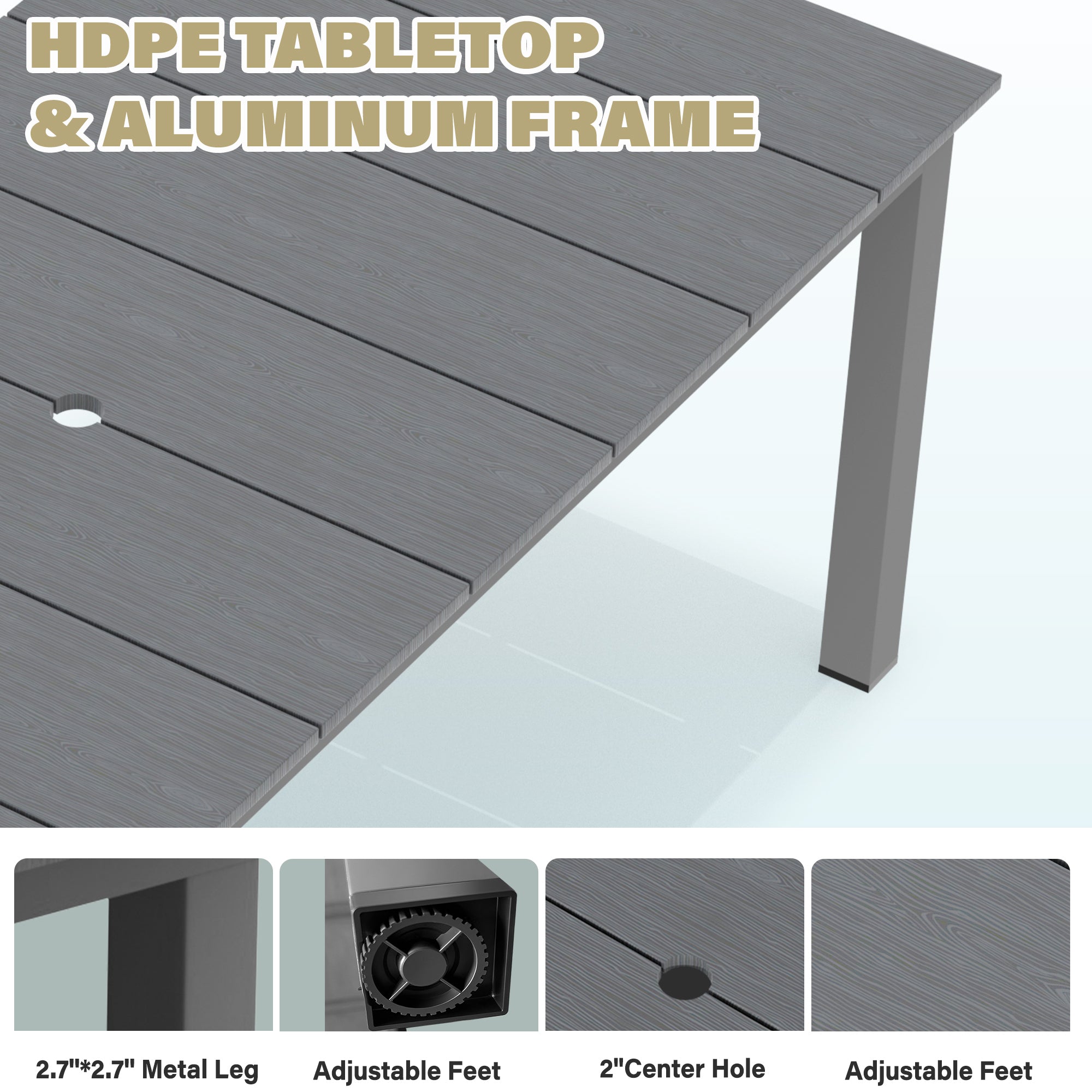 A single outdoor dining table that can be used in multiple scenarios