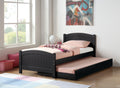 Twin Size Bed w/ Trundle Slats Black Pine Plywood Kids Youth Bedroom Furniture