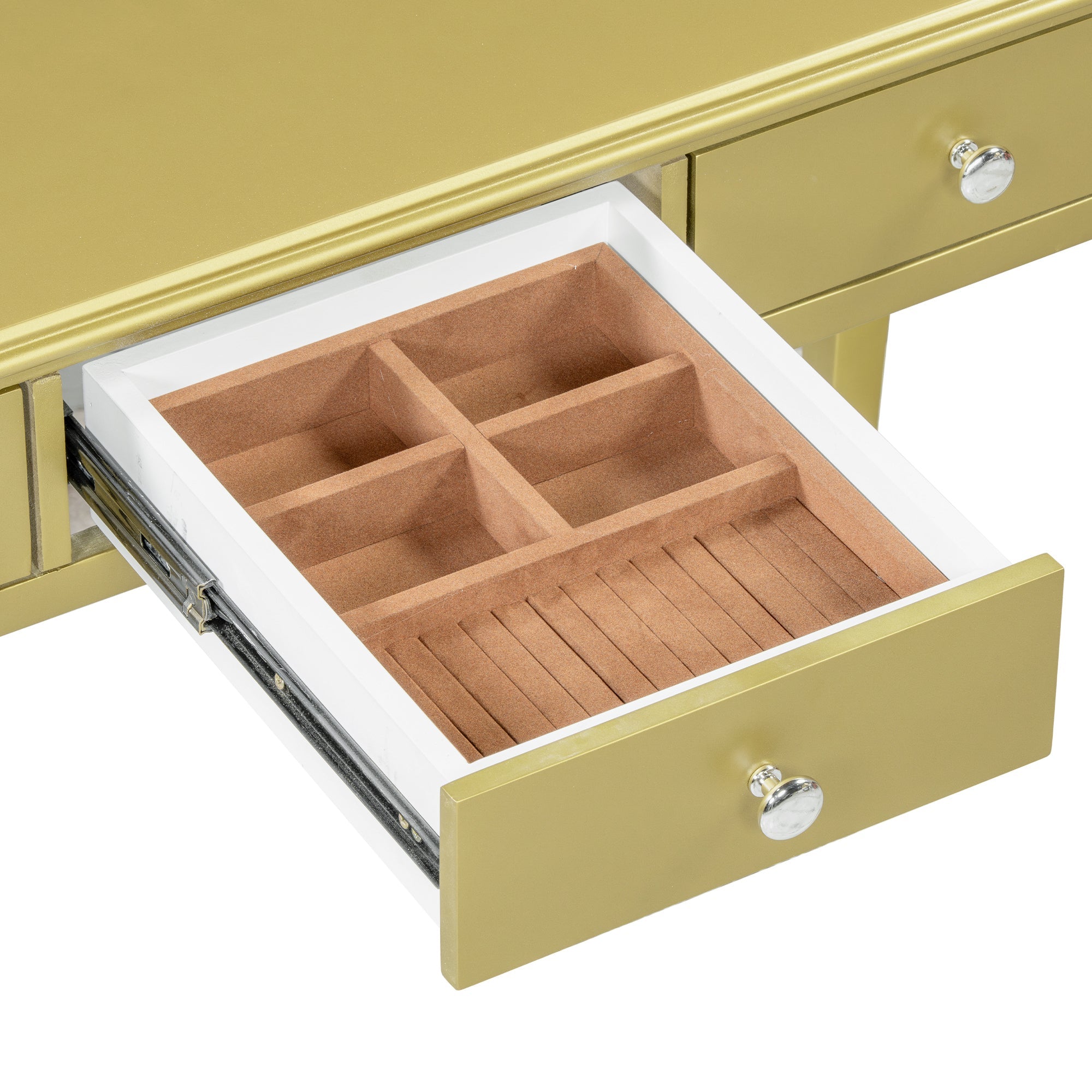 Luxury Makeup Vanity Desk with Oval Mirror, 3-Drawer Dressing Table for Jewelry Storage, Elegant Console Table for Entryway, Living Room & Bedroom, Stylish Home Decor,Gold