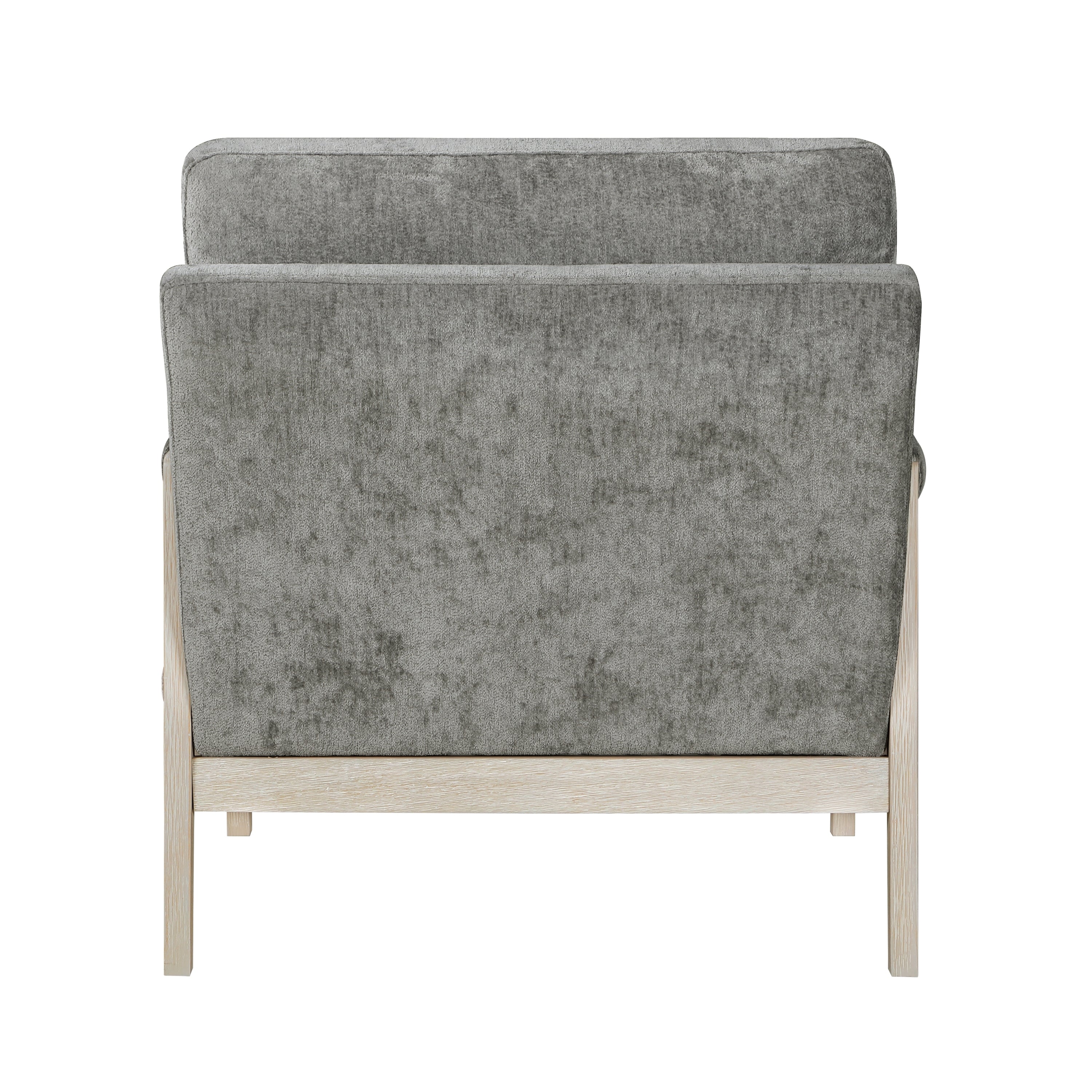 Modern Home Accent Chair Cushion Seat Back Chenille Fabric Upholstery Brownish Gray Solid Wood Furniture 1pc