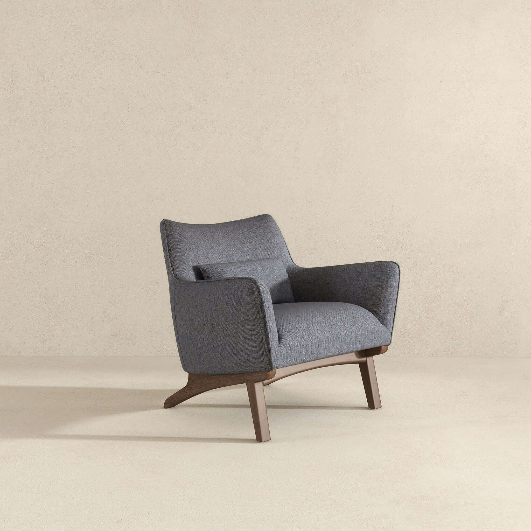 New Design Brayden Mid Century Modern Grey Linen Armchair with Solid Wood Frame and Padded Seat for Home Office 32.5'H x 30'W x 30'D