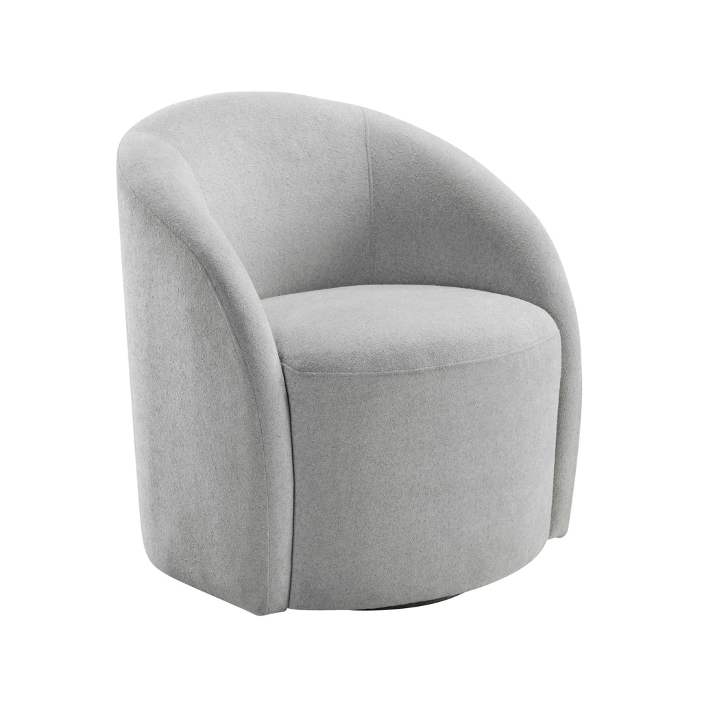 Light Gray Boucle Swivel Barrel Chair 1pc Solid Wood Durable Contemporary Living Room Furniture Luxurious Accent Seating