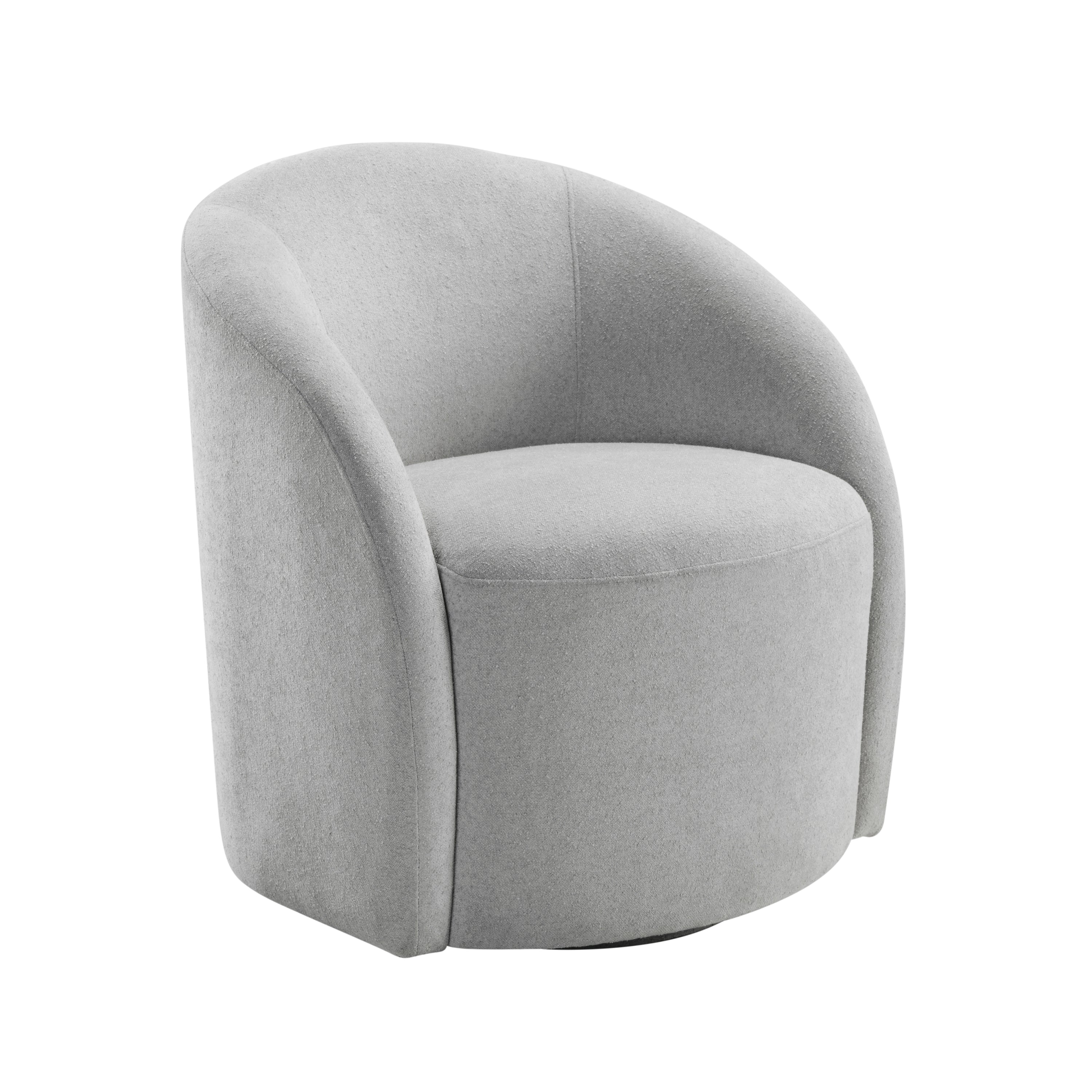 Light Gray Boucle Swivel Barrel Chair 1pc Solid Wood Durable Contemporary Living Room Furniture Luxurious Accent Seating