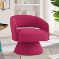 Modern Swivel Barrel Chair, Upholstered Velvet Round  Accent Chairs,360 Degree Comfy Swivel Chair with Open Backrest, Single Chair Armchair for Living Room Bedroom, Homerest, Rose Pink