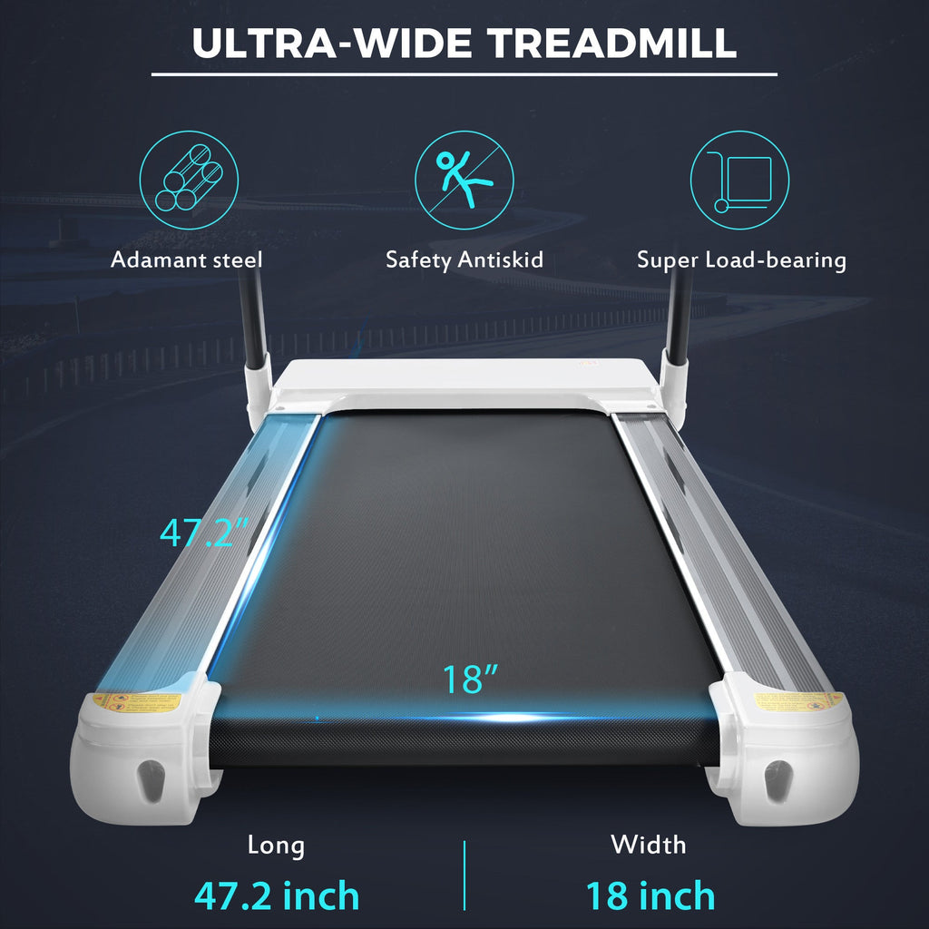 FITIME Portable Compact Treadmill with Electric Motorized 3.5HP, Bluetooth Speaker, White Metal, Medium Size