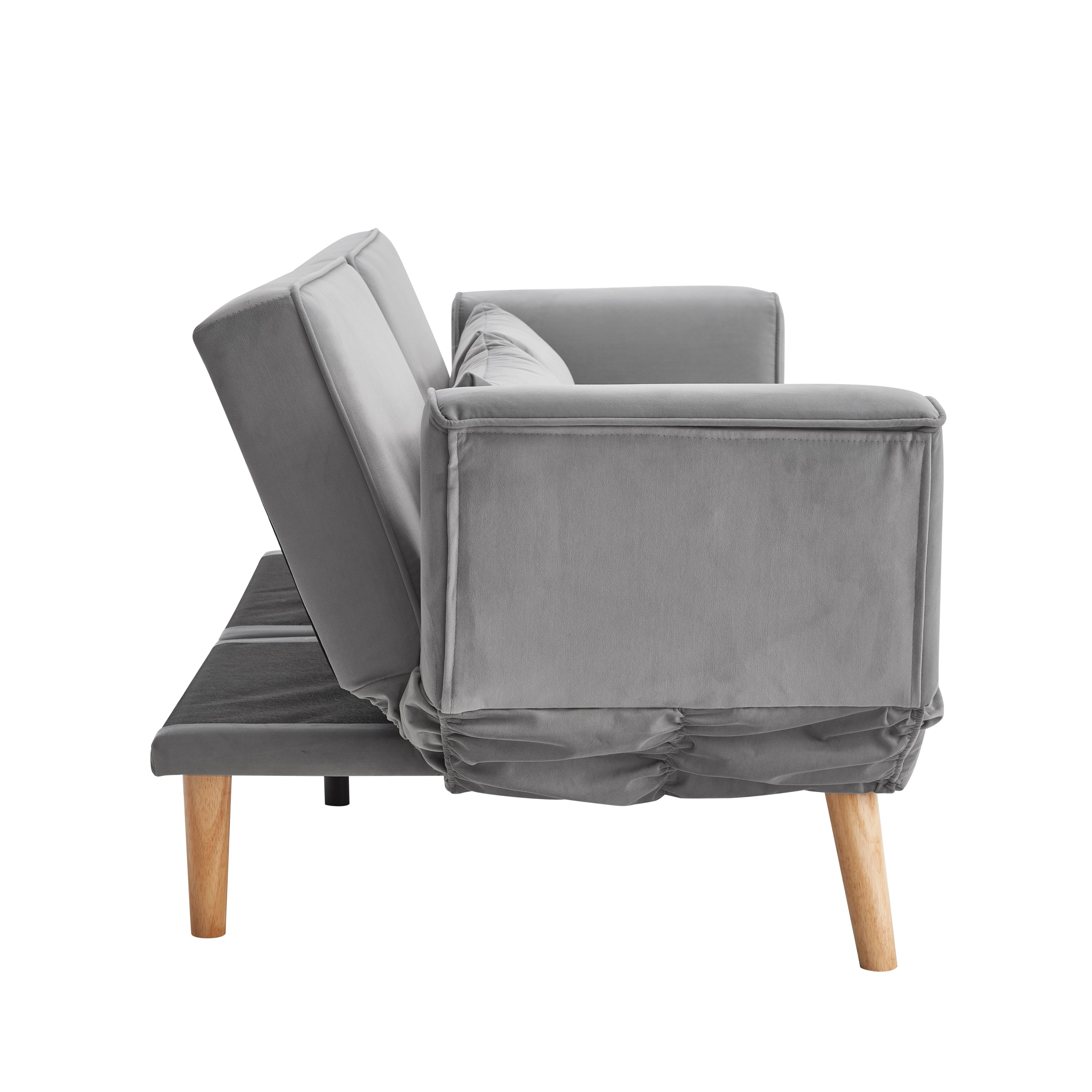72.8'' Futon Sofa Bed, Sleeper Sofa, Small Couch with Adjustable Armrests, Adjustable Recliner Sleeper Sofa Bed for Living Room, Bedroom, Apartment, Gray