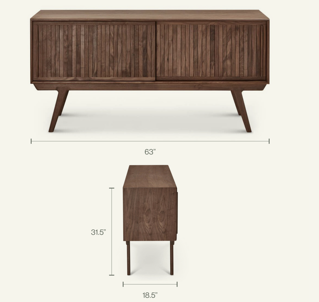 Strathcona Contemporary Walnut Wood Media Cabinet / Solid Walnut