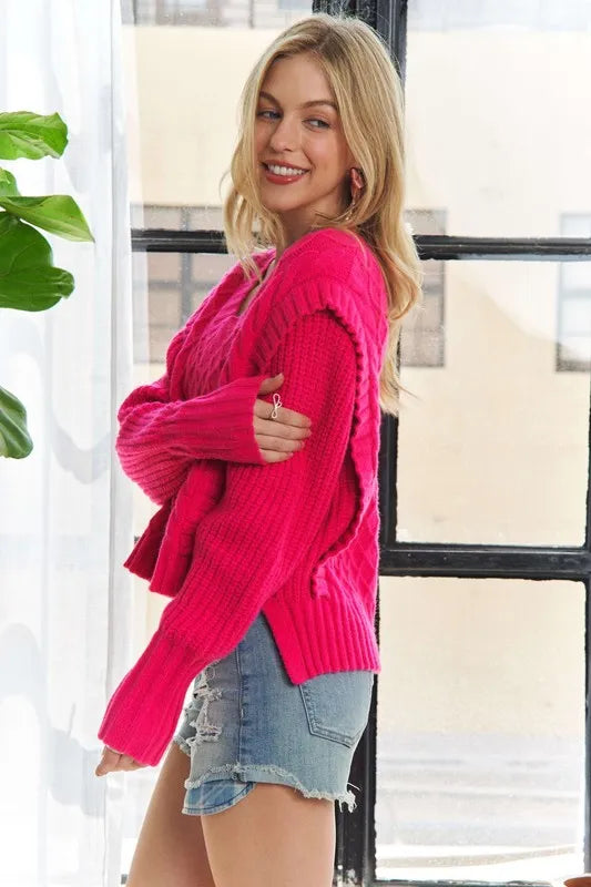 ADORA Ruffle Detail Adorable Sweater