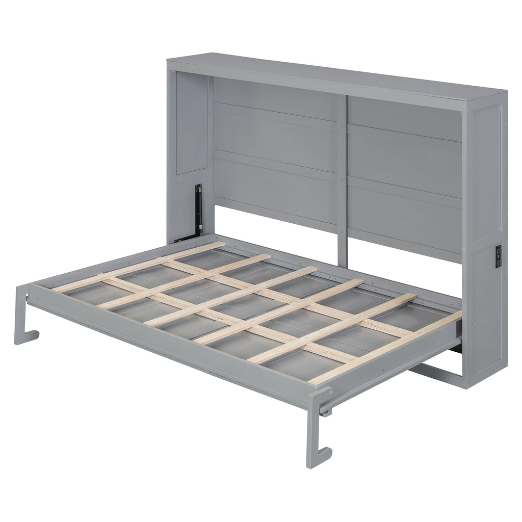 Full Size Murphy Bed Wall Bed,Gray