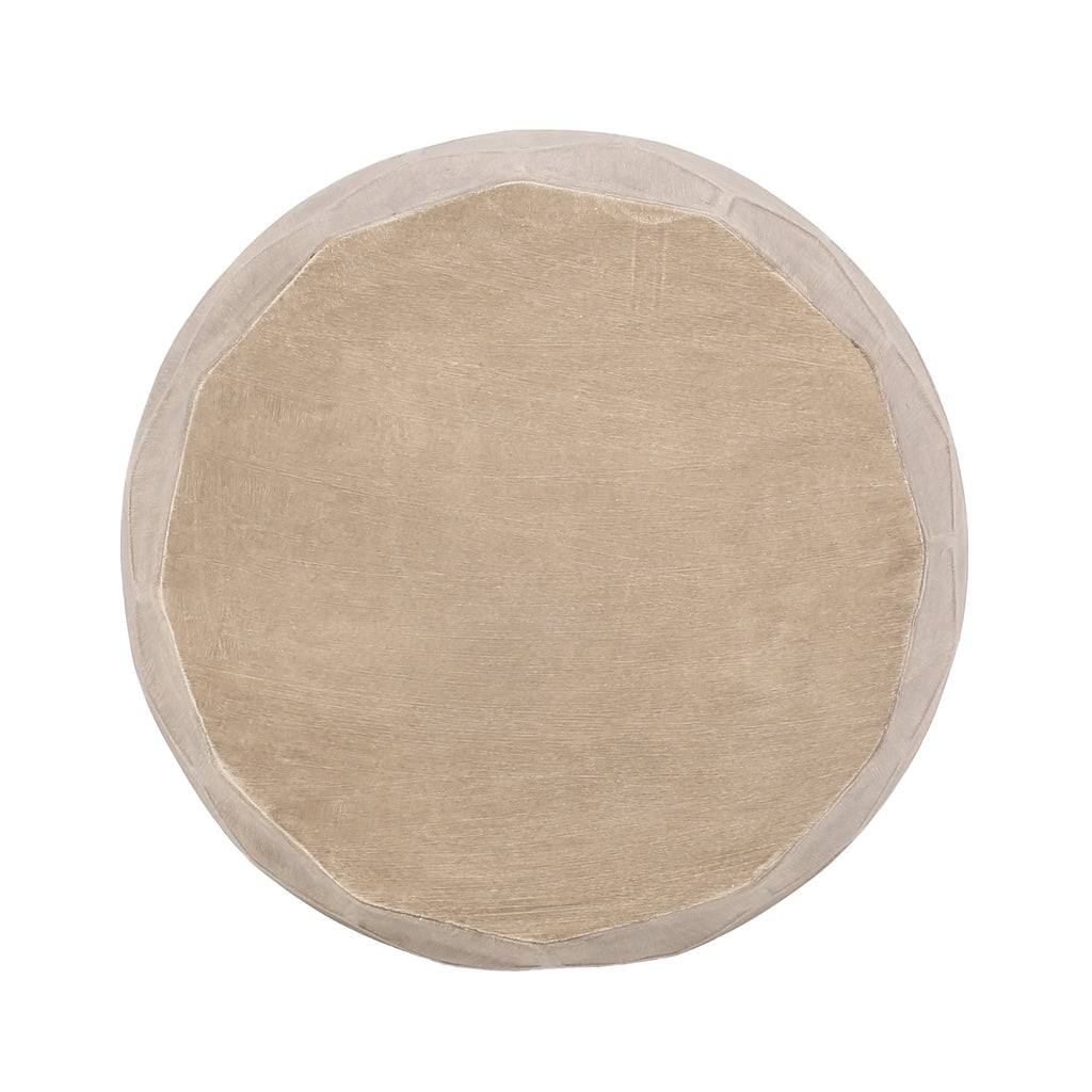 Boho Outdoor Lightweight Concrete Side Table with Honeycomb Pattern in Natural Finish, Magnesium Oxide, 15.25 x 15.25 x 18.25 inches