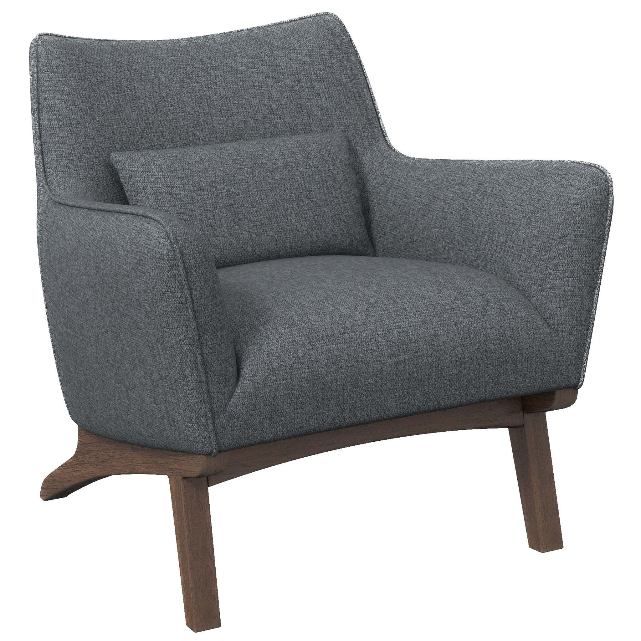 New Design Brayden Mid Century Modern Grey Linen Armchair with Solid Wood Frame and Padded Seat for Home Office 32.5'H x 30'W x 30'D