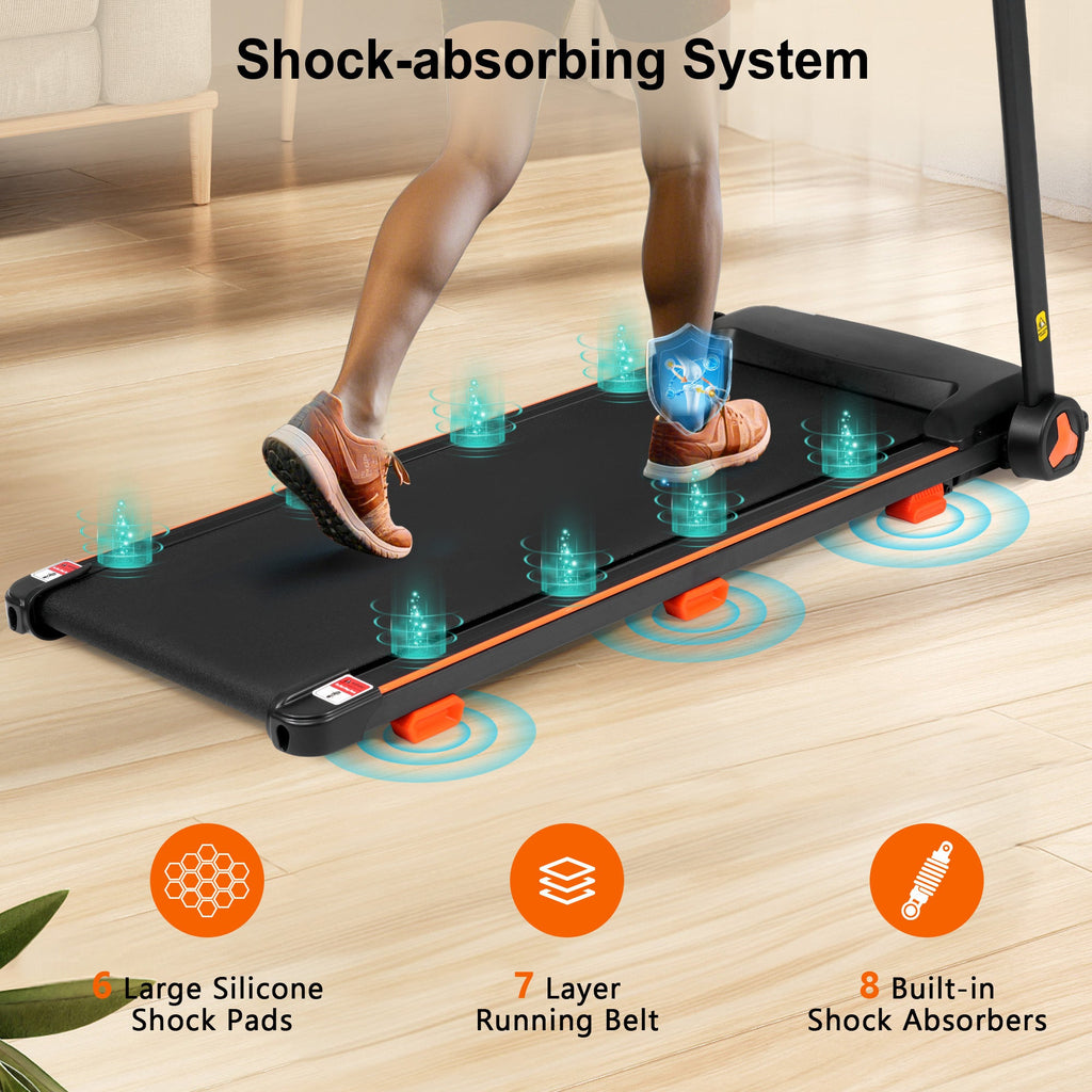 Treadmills for Home, 2.5HP Quiet Folding Treadmill with Heart Rate Sensor, 300lbs Weight Capacity, 7.5MPH, Incline Treadmill With USB Charge Station For Android & Bluetooth Speaker, 6 Shock-Absorbing