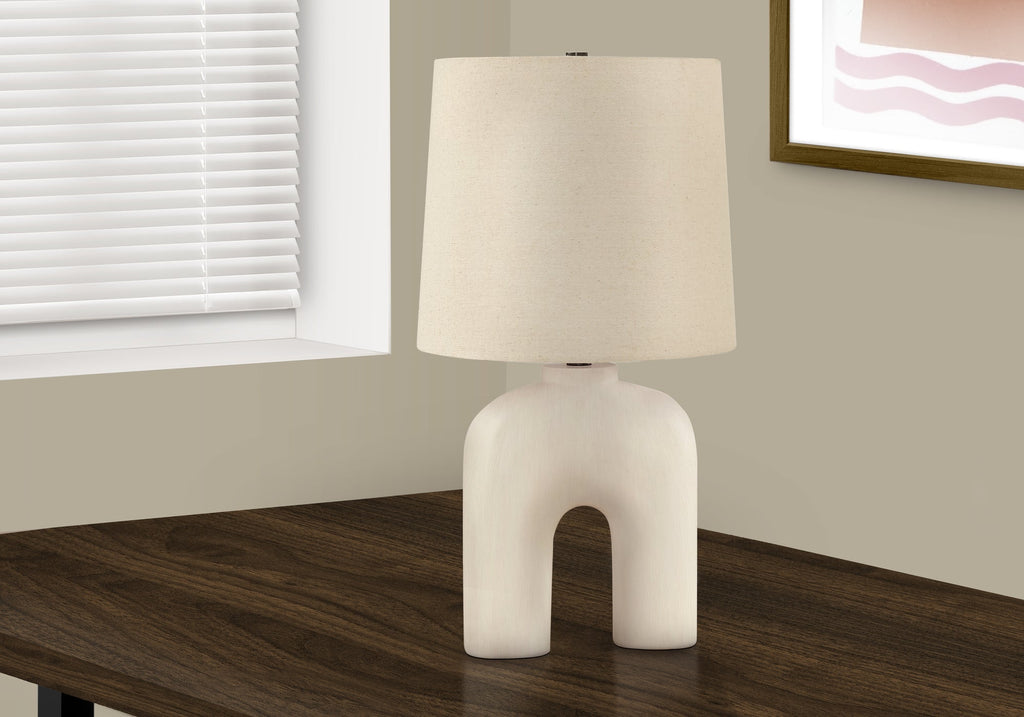 Lighting, 25'h, Table Lamp, Cream Resin, Beige Shade, Modern