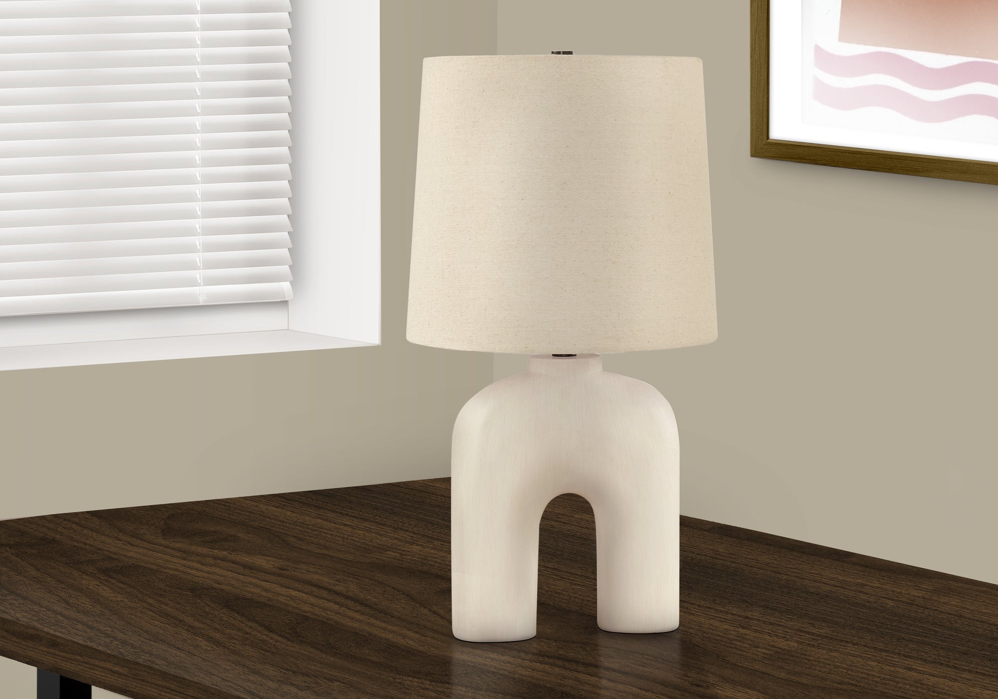 Lighting, 25'h, Table Lamp, Cream Resin, Beige Shade, Modern