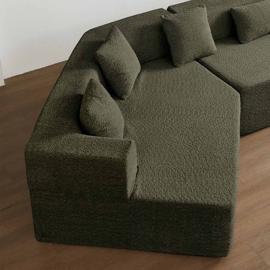 127.5'' Modern Minimalist Sectional Cloud Couch With Deep Seat,No Assembly Required