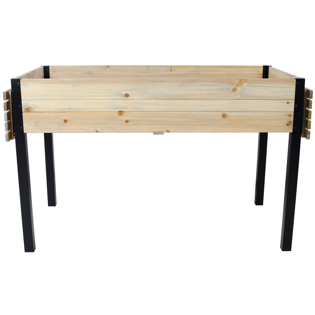 Raised Garden Bed with Metal Legs and Folding Storage Shelf for Outdoor Patio, Deck, Balcony