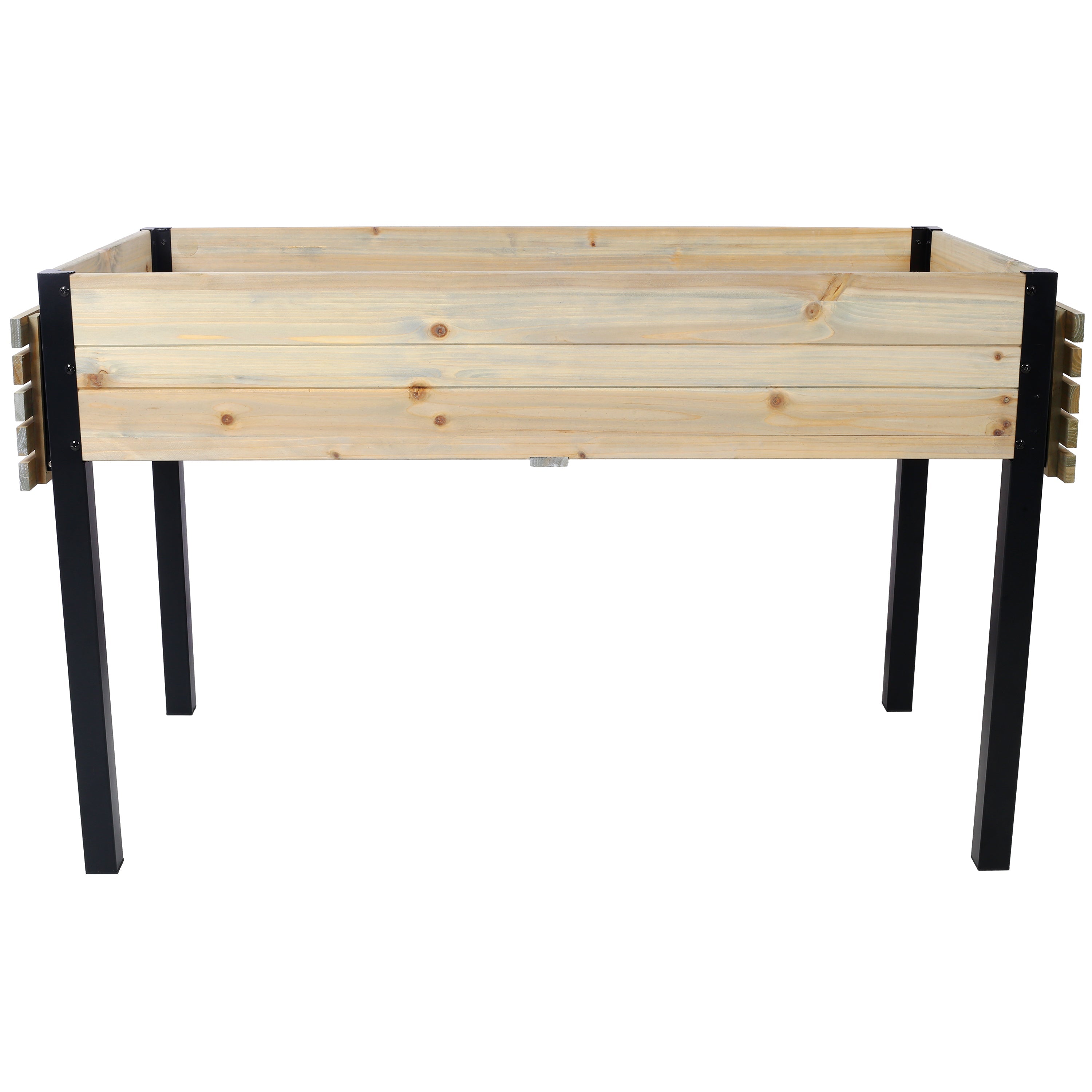 Raised Garden Bed with Metal Legs and Folding Storage Shelf for Outdoor Patio, Deck, Balcony