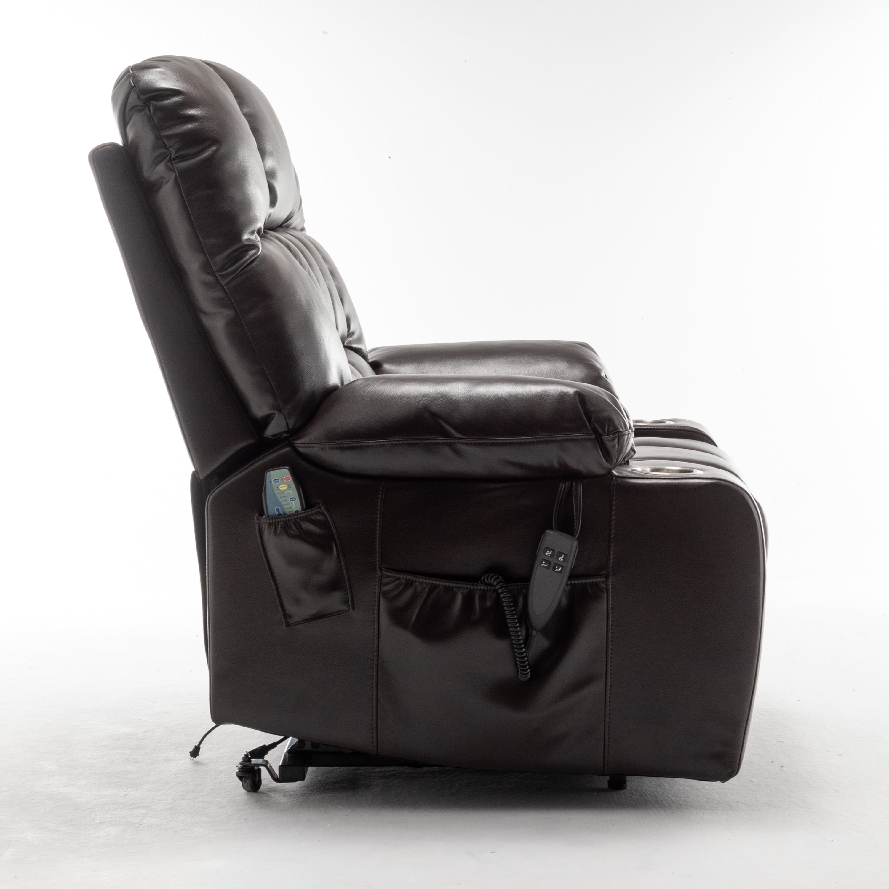 Lift Chair for Big and Tall Person with Inconvenient Legs: High Density Foam Lift Sofa with Heat and Massage, 2 Pockets, 2 Cup Holder, 2 Remote, OKIN Motor