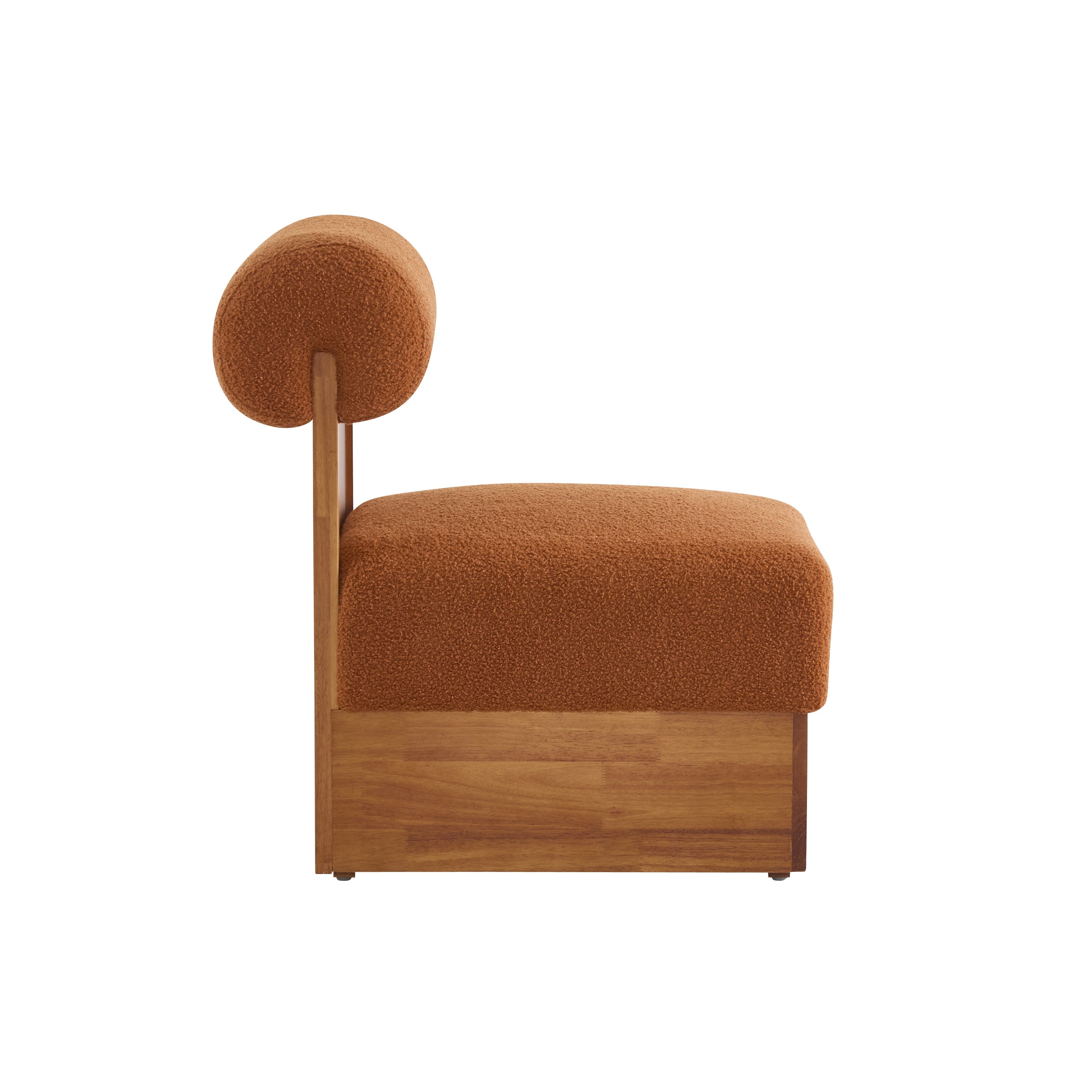 Modern Boucle Lounge Chair with Solid Wood Frame and Rolled Backrest, Soft and Durable Boucle Upholstery, Ideal for Living Room, Bedroom, or Office