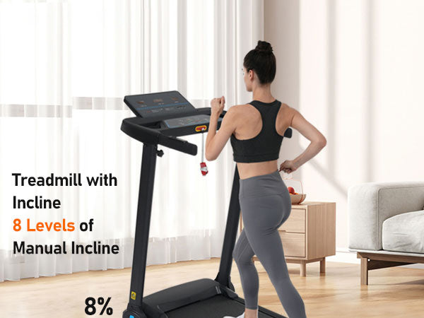 Folding Treadmills for Home Small, 3.0HP Portable Treadmill with 8% Incline,10MPH Walking Pad with Incline, 300 LBS Walking Pad Treadmills with Bluetooth, Heart Rate Sensors,Charge Station