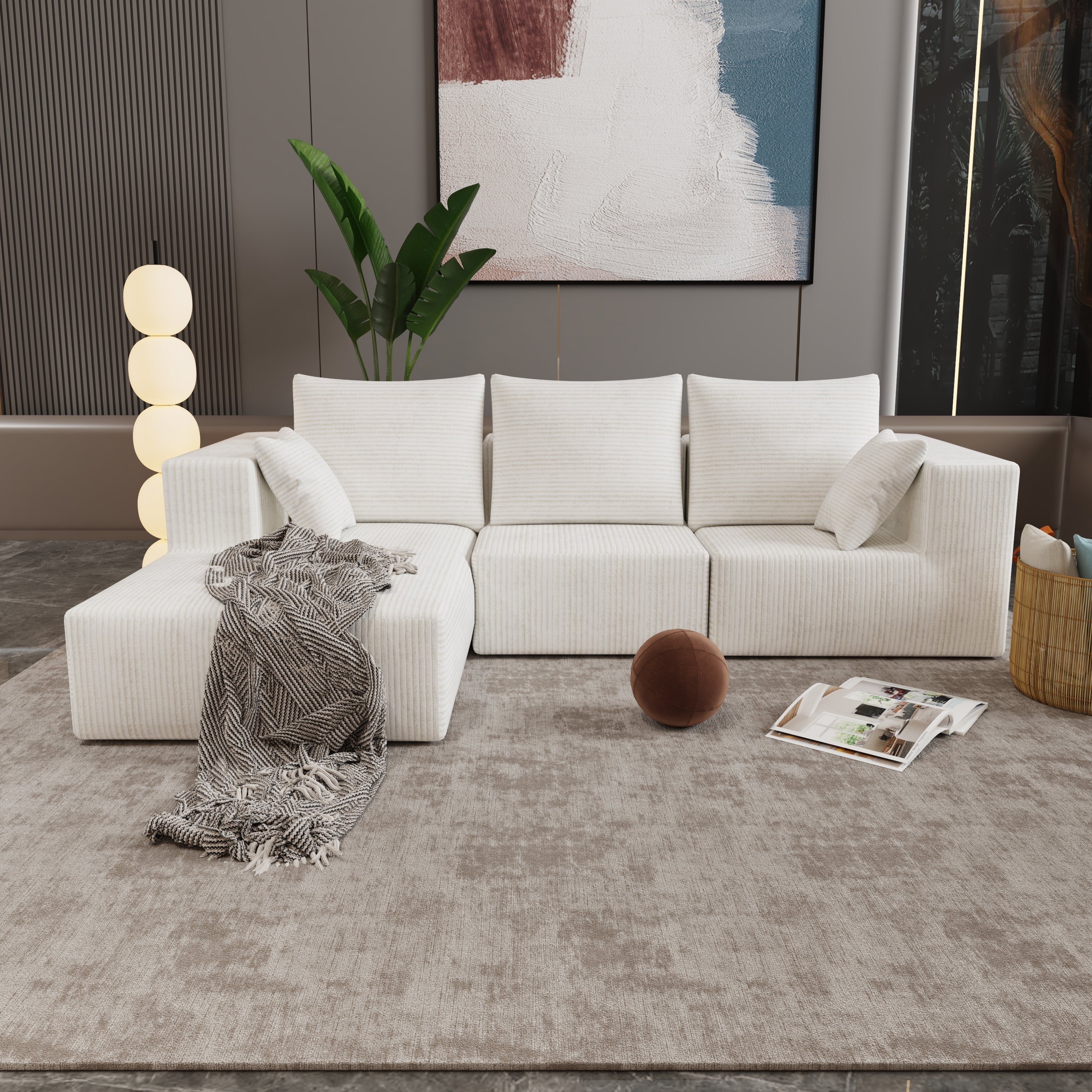 Corner combination sofa, sectional sofa ,couch sofa,sofa bed, made of high-density sponge and soft plush fabric, with multiple combinations available(beige)
