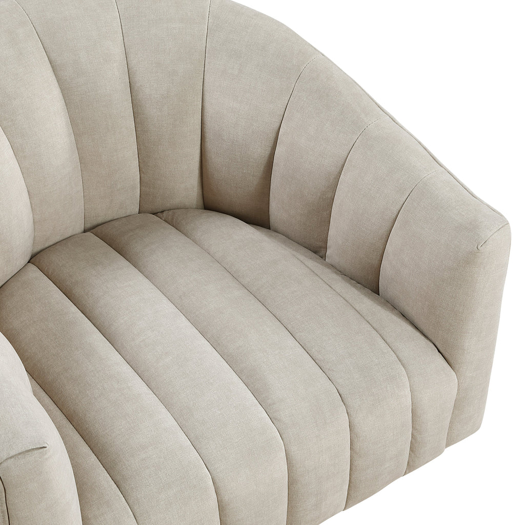 Taupe Velvet Accent Chair Modern Luxury Living Room Furniture, 1pc Swivel Chair Comfortable Barrel Back