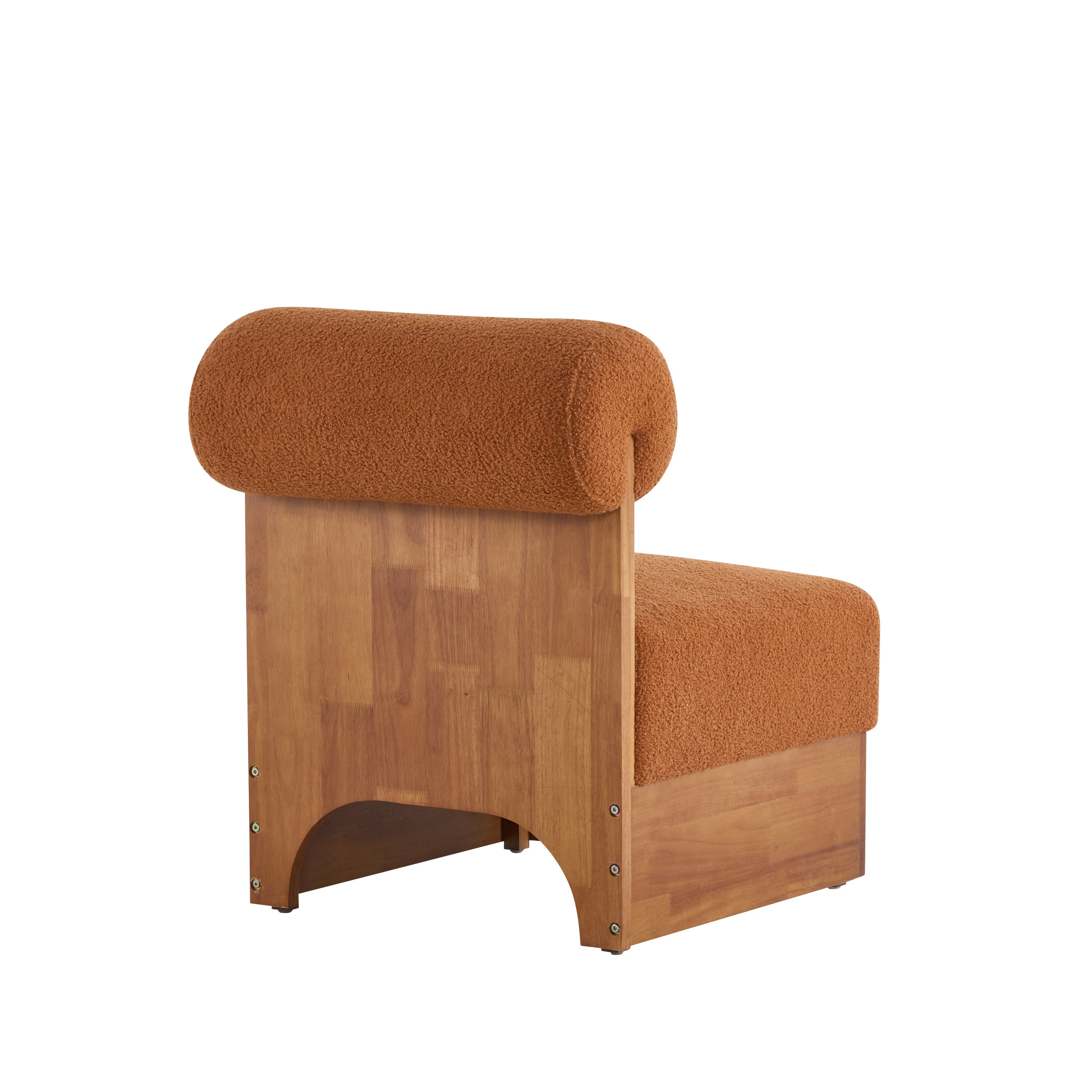 Modern Boucle Lounge Chair with Solid Wood Frame and Rolled Backrest, Soft and Durable Boucle Upholstery, Ideal for Living Room, Bedroom, or Office