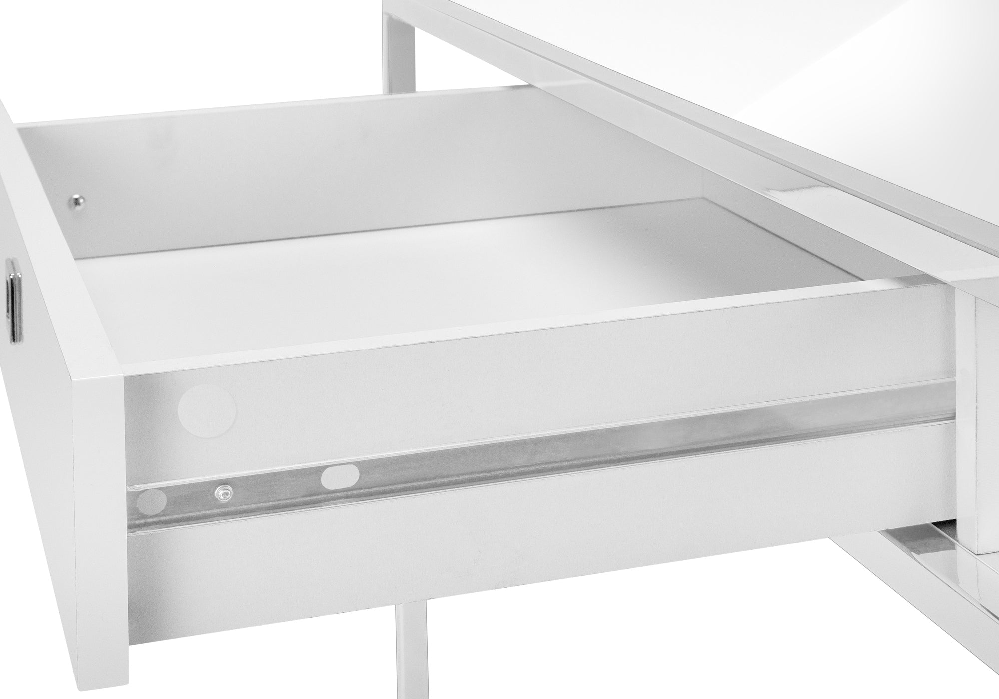 Computer Desk, Home Office, Laptop, Storage Drawers, 48'l, Work, White Laminate, Chrome Metal, Contemporary, Modern