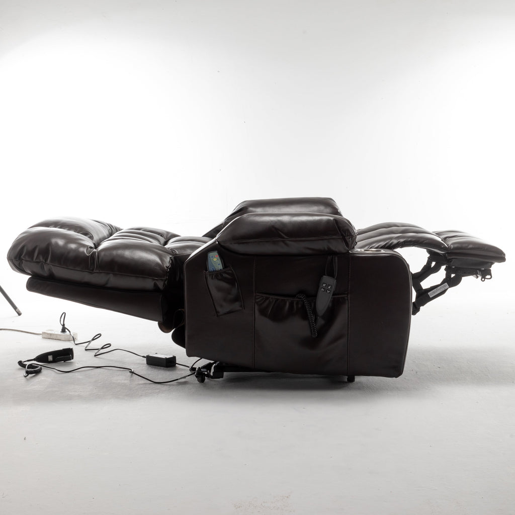 Lift Chair for Big and Tall Person with Inconvenient Legs: High Density Foam Lift Sofa with Heat and Massage, 2 Pockets, 2 Cup Holder, 2 Remote, OKIN Motor