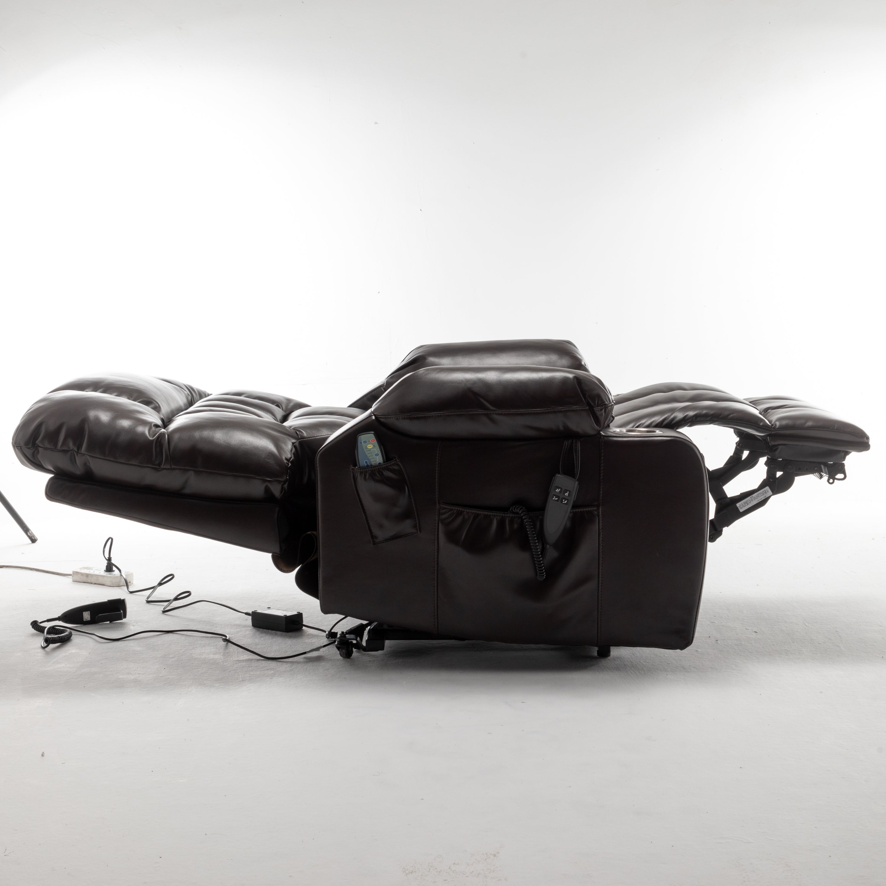 Lift Chair for Big and Tall Person with Inconvenient Legs: High Density Foam Lift Sofa with Heat and Massage, 2 Pockets, 2 Cup Holder, 2 Remote, OKIN Motor