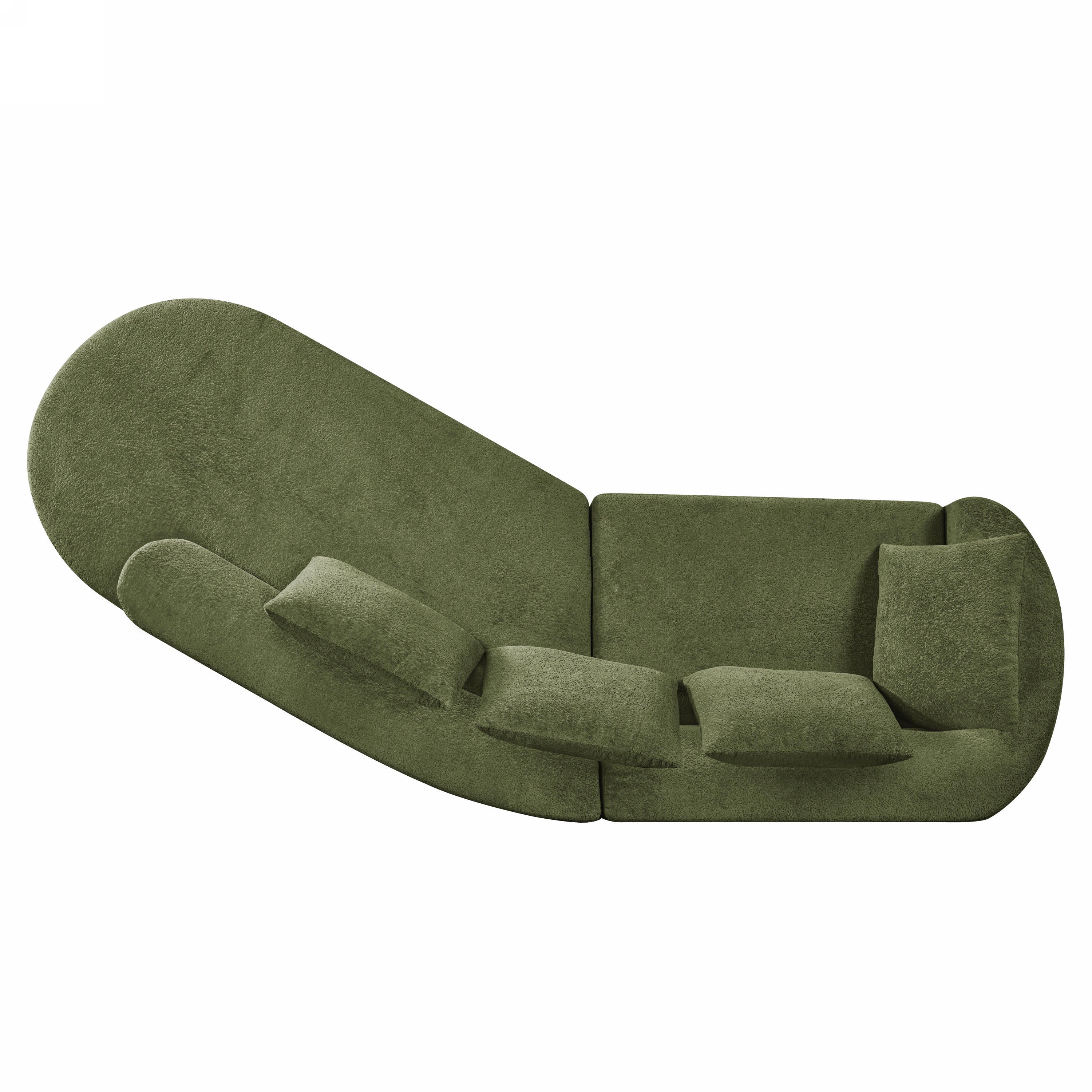 116' Modern Curved Sectional Sofa with High-Density Fully Compressed Sponge and Chaise Lounge, Pearl Upholstery, 2-Piece Set, Fully Assembled Right Hand Facing, Perfect for Living Room, Lounge