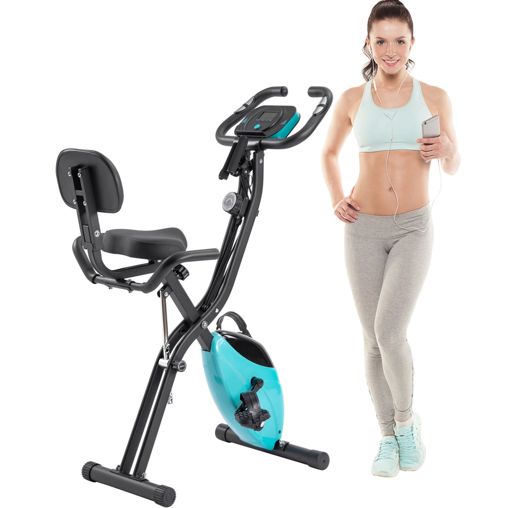 Exercise Bike,Workout Bikes for Home,Folding Stationary Bikes for Home with 16-Level Magnetic Resistance, 300LBS Capacity X-Bike Indoor Exercise Equipment with Heart Rate Sensor & LCD Monitor
