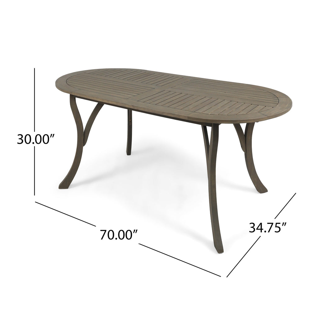 Acacia Wood 70' Dining Table - Stylish Gray Outdoor Table