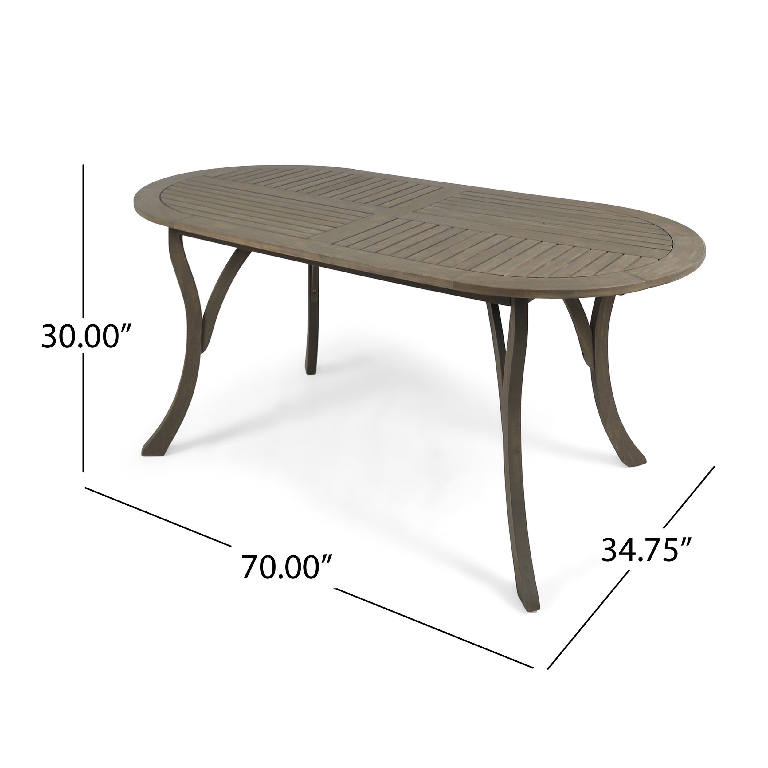 Acacia Wood 70' Dining Table - Stylish Gray Outdoor Table