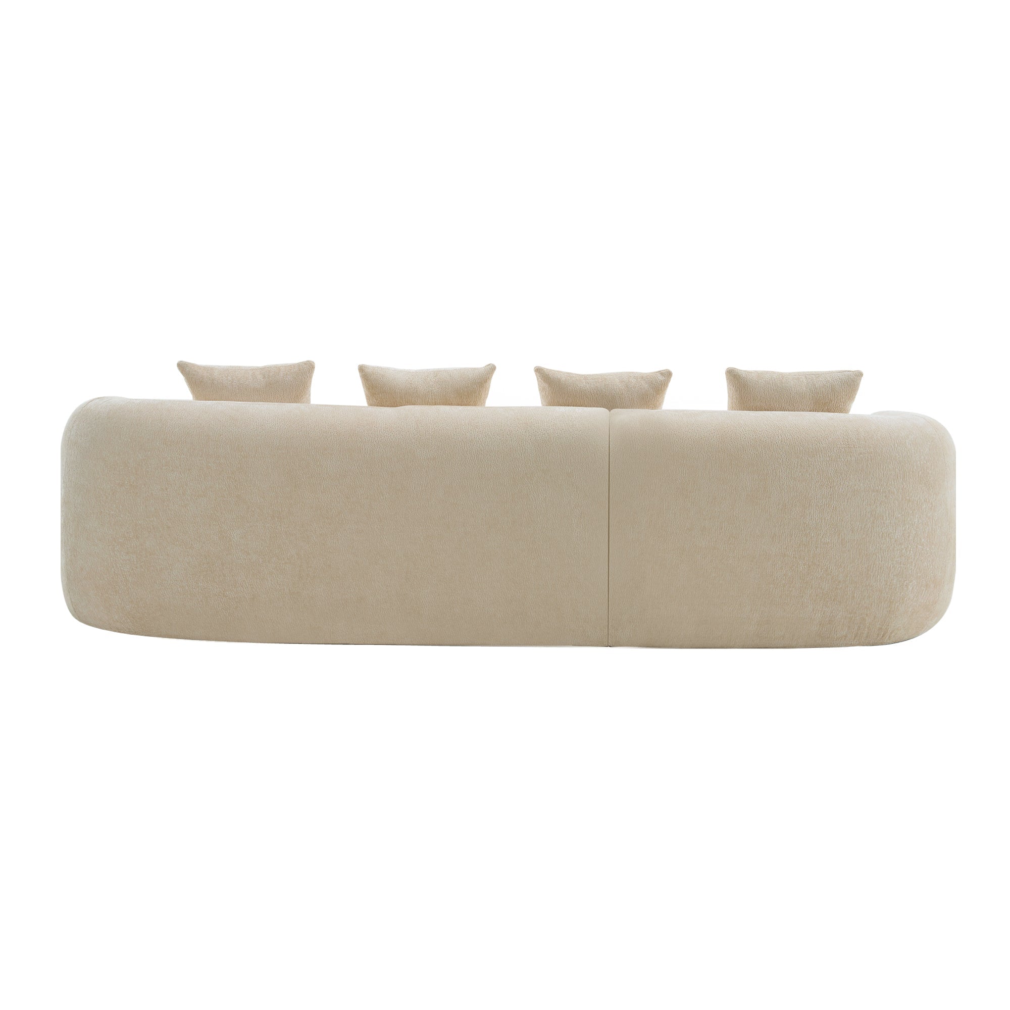 Full Compression L-Shape Sectional Sofa with Curved Chaise, Beige Modular Chenille Couch, High-Density for Apartment Living Room