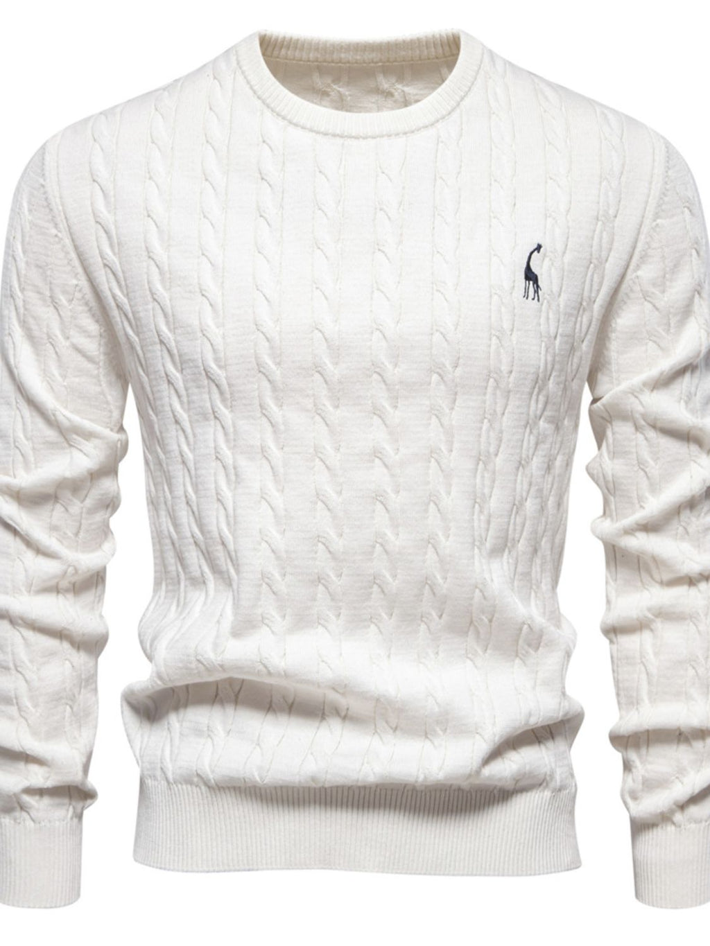 Cable-Knit Round Neck Long Sleeve Sweater