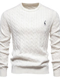 Cable-Knit Round Neck Long Sleeve Sweater