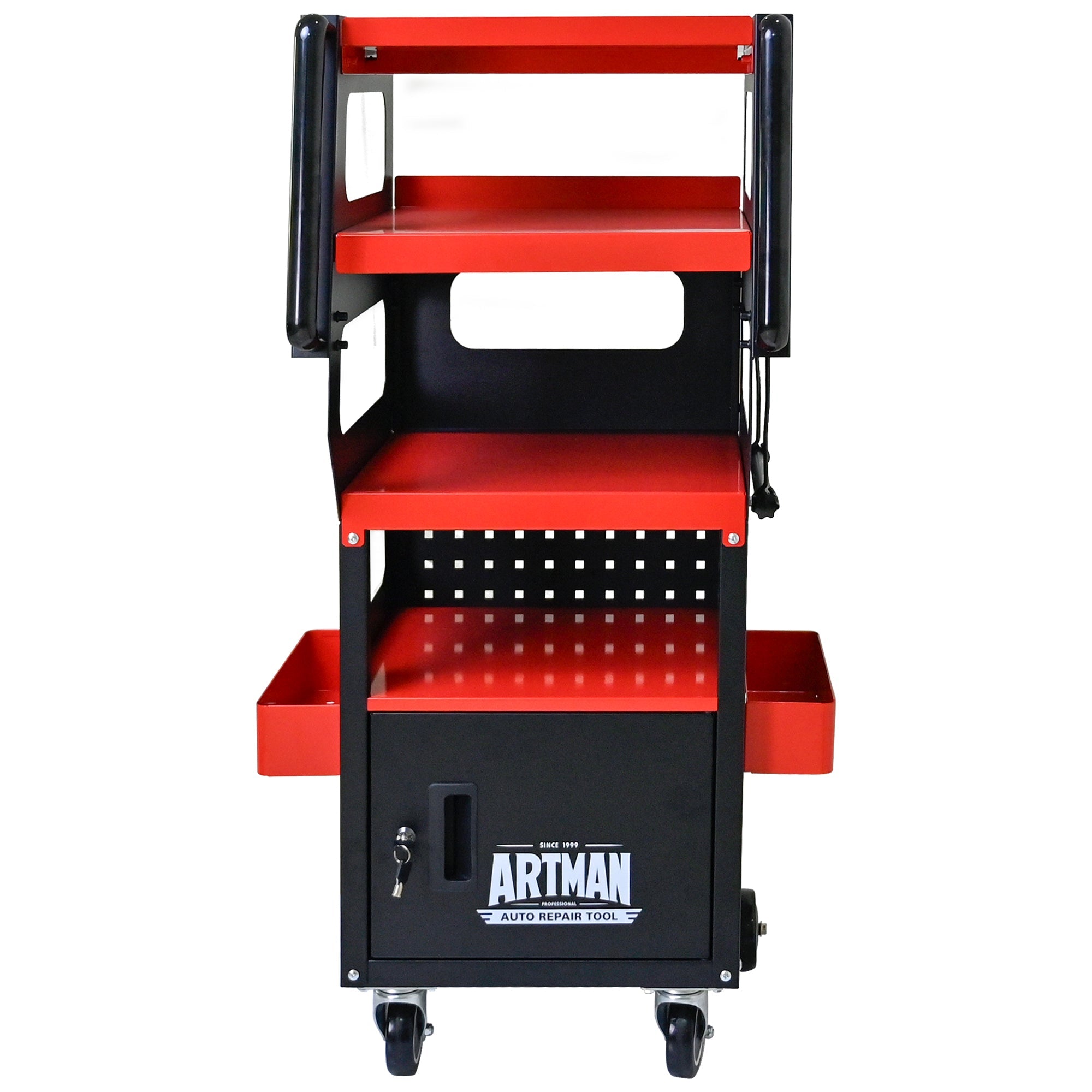 4 Level Multi-Purpose Trolley for Diagnostics - Black + Red