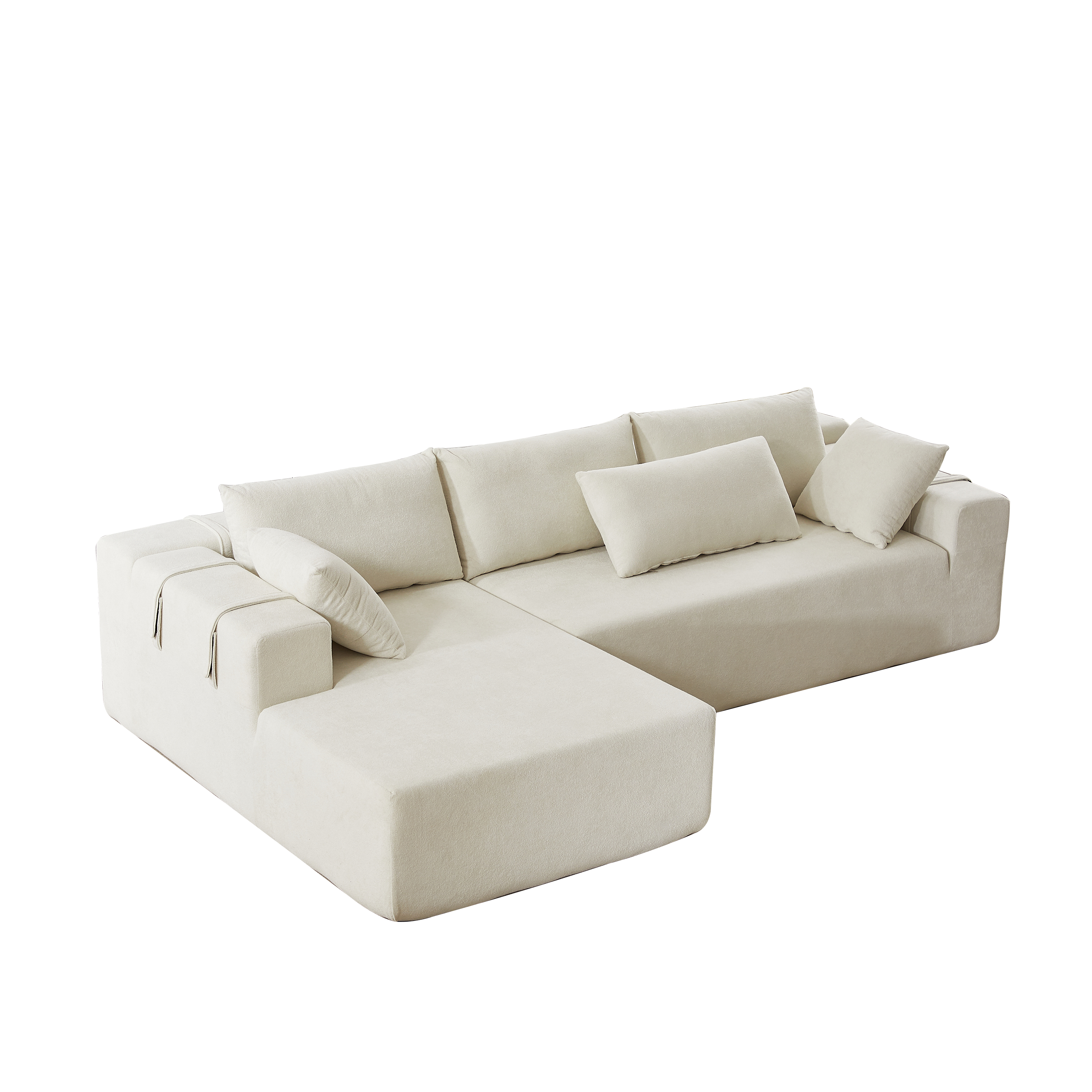 Modern Chenille Upholstered Sectional Sofa Couch Set,Modular 108' L Shaped Sectional Living Room Sofa Set With 6 Pillows,Free Combination Sofa Couch for Living Room,Bedroom(Left Chaise)