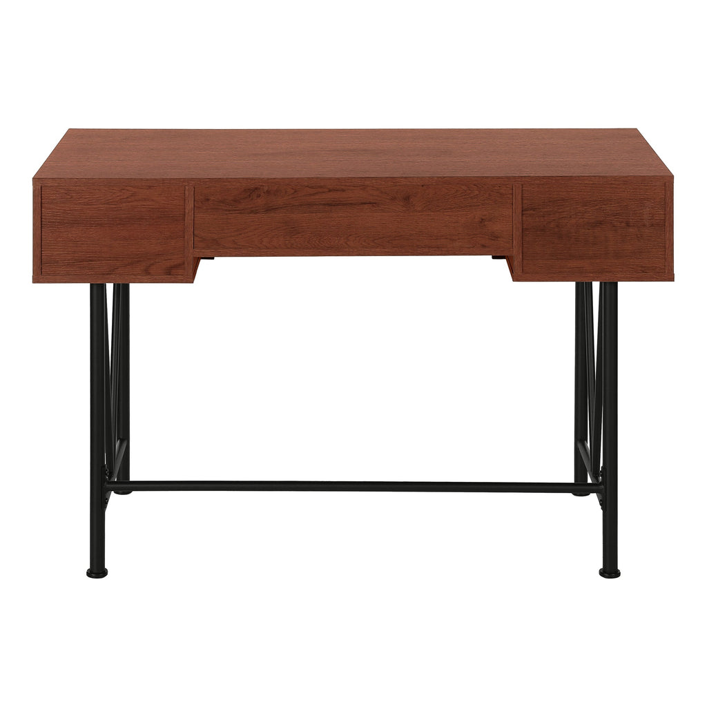 Computer Desk, Home Office, Laptop, Storage Drawers, 48'l, Work, Brown Laminate, Black Metal, Transitional