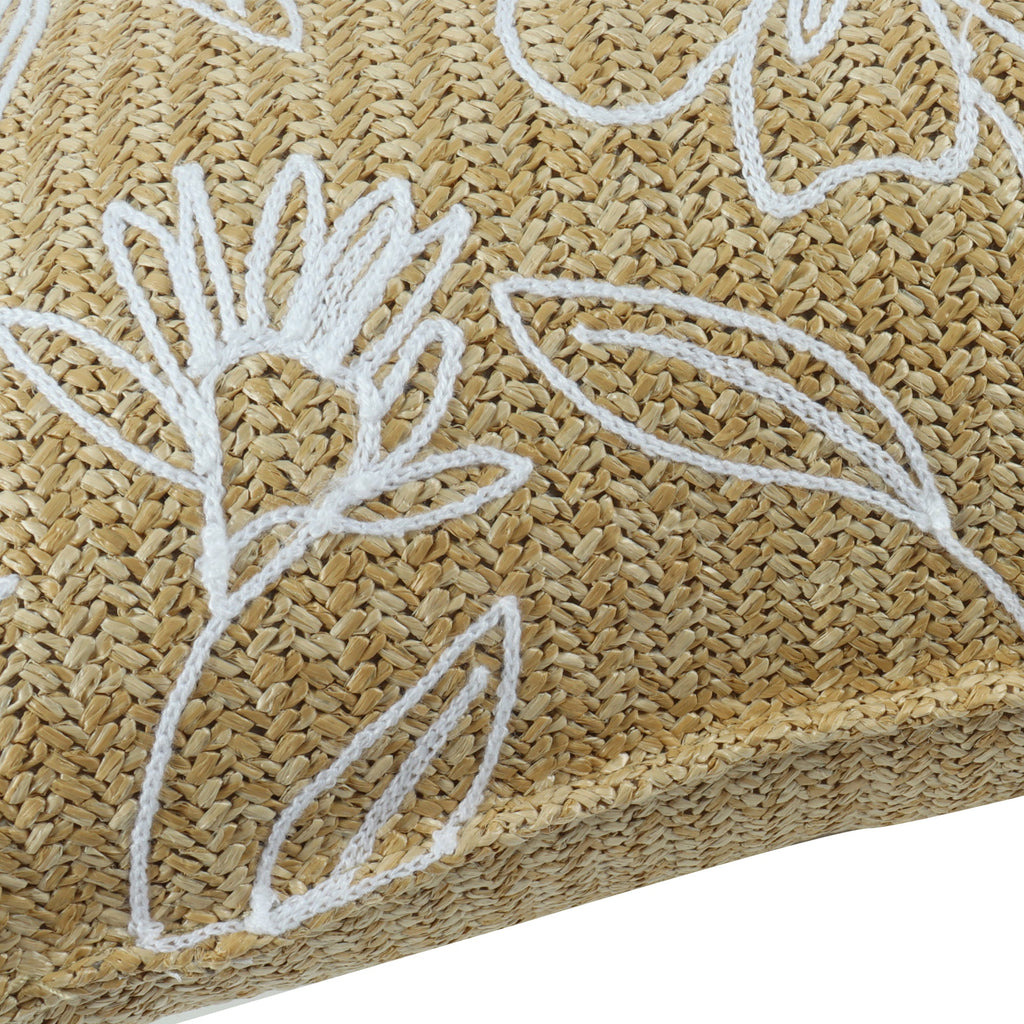 Outdoor/Indoor Throw Pillows, Decorative Throw Pillows with Inserts, Simulated Straw Weaving 18'x18' Square Pillows for Bed, Couch, Sofa and Patio Furniture (Set of 2, Casual Flowers)
