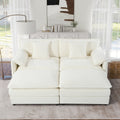 Deep Seat Sectional Cloud Sofa with 2 Ottomans & Soft Pillows, Loveseat Modular Couch for Living Room, Apartment,DIY Combination,Beige
