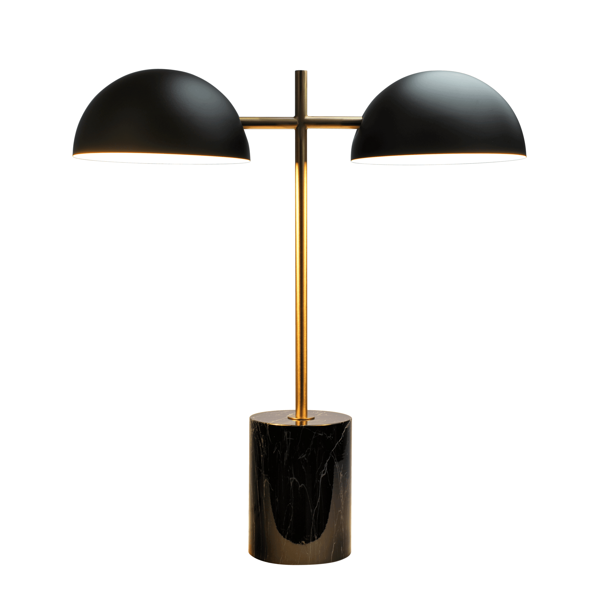 Nova Hydro Black Table Lamp with On/Off Switch Double Lamp with Faux Marble Base