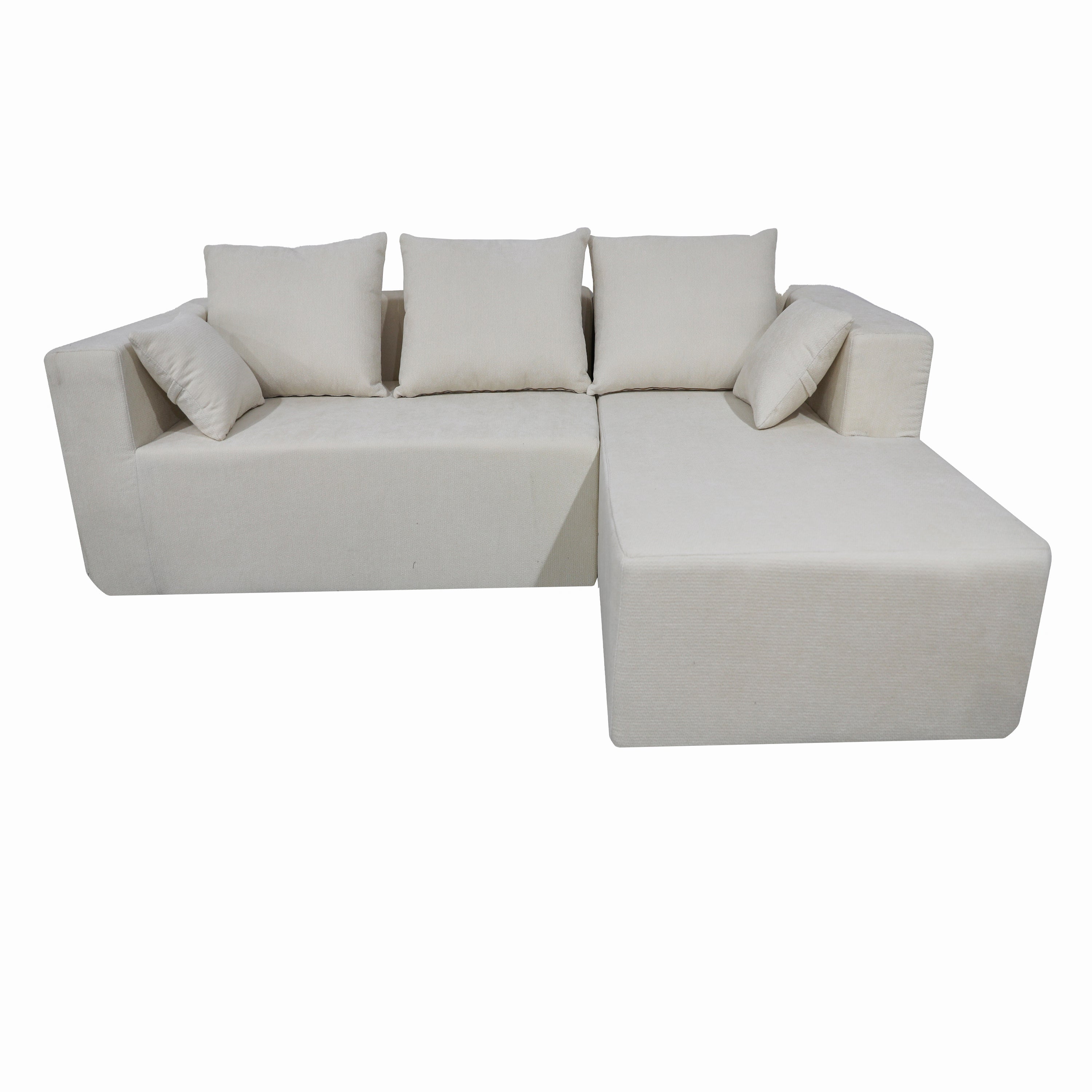 Combination sofa and sofa bed on the right corner, made of high-density sponge and soft linen fabric, with multiple combination methods (beige)
