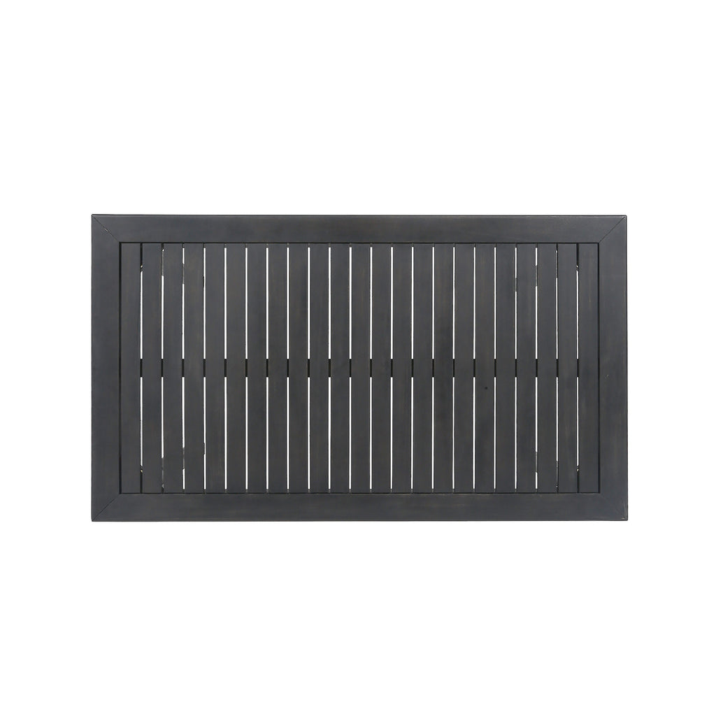 Outdoor Minimalist Acacia Wood Rectangle Bar Table - Dark Gray Finish 45x26 Inches