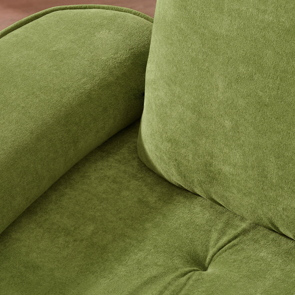 Cloud Velvet Deep Seated Sofa with Pillows, Green, Foam, 103 Inch