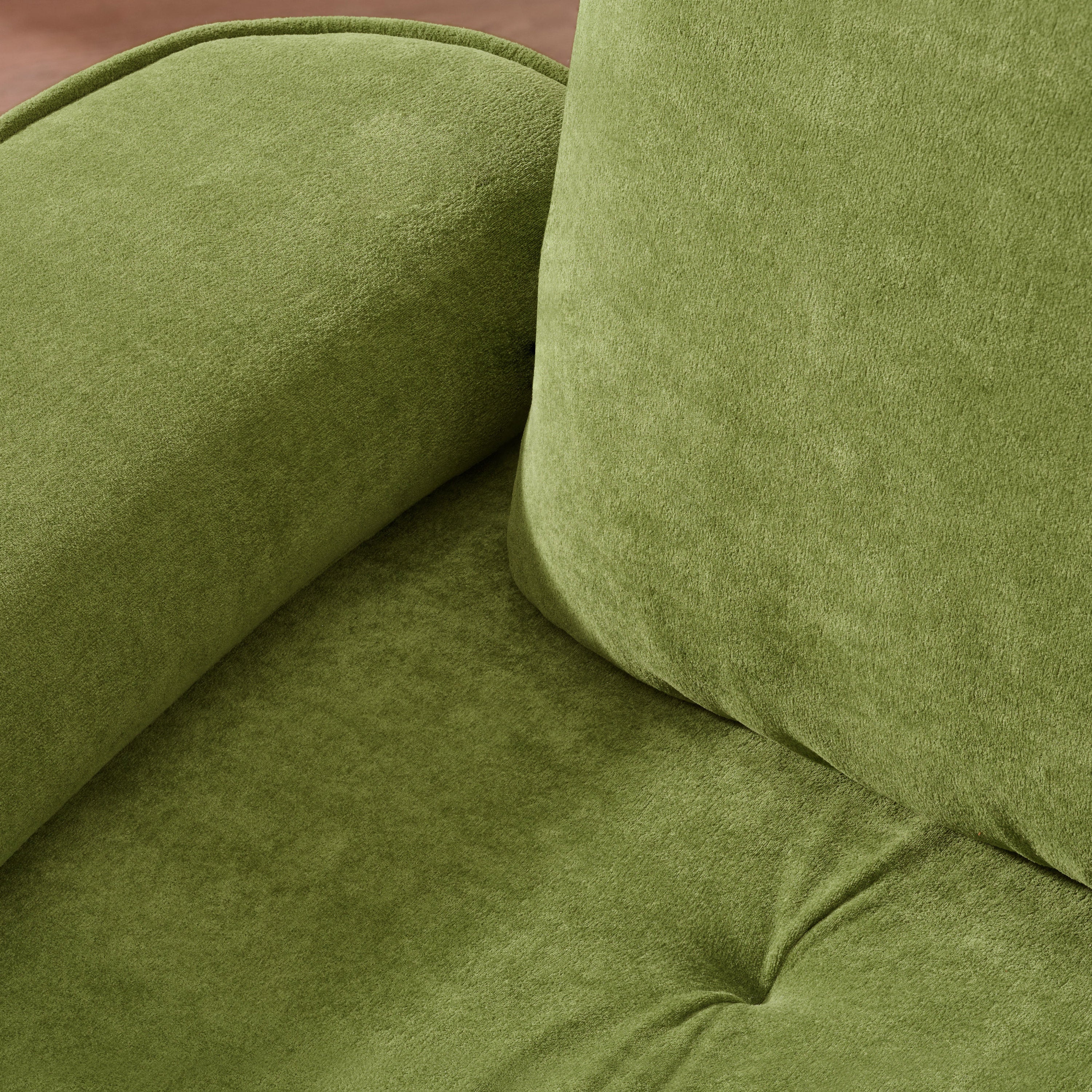 Cloud Velvet Deep Seated Sofa with Pillows, Green, Foam, 103 Inch
